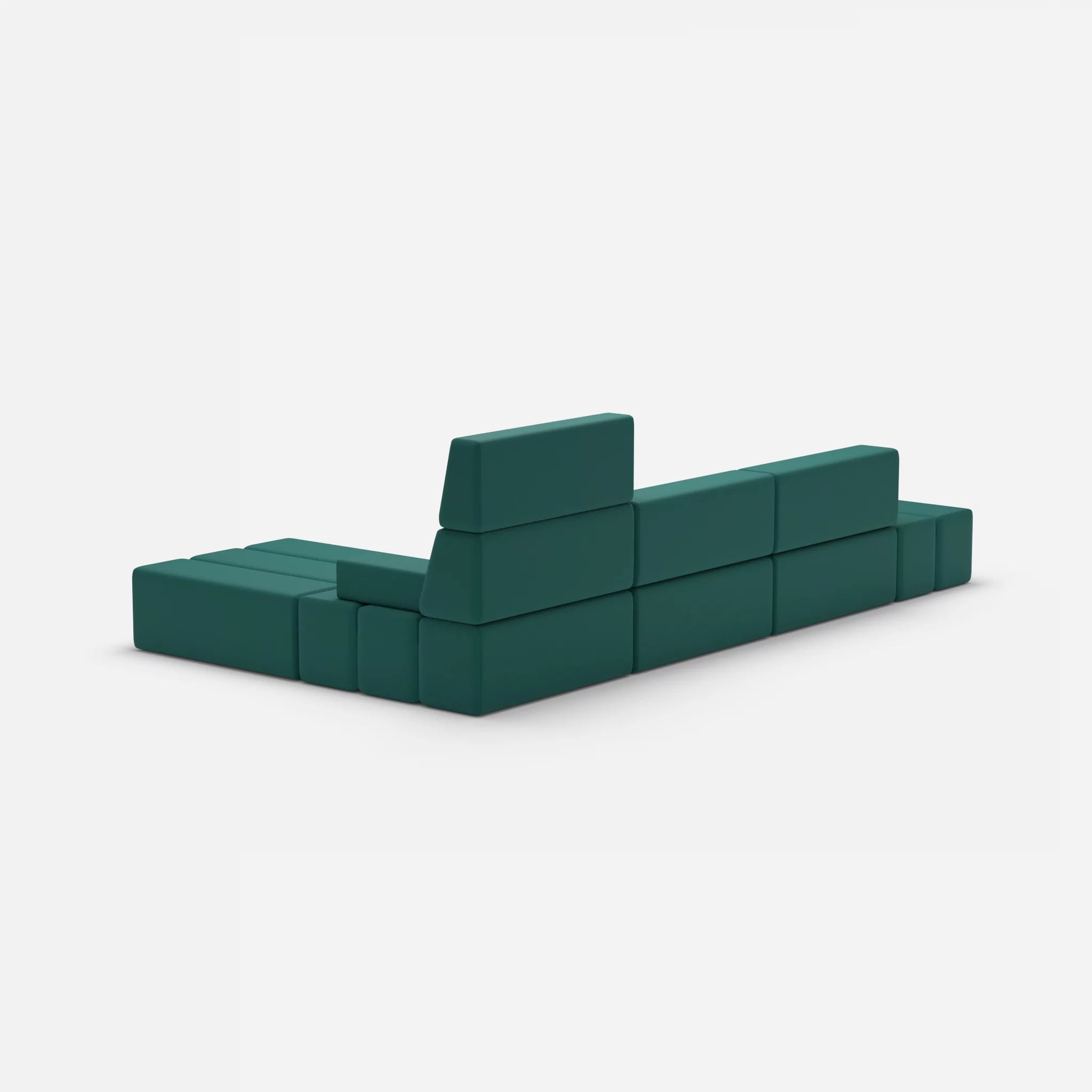 L Sofa Bricks 5 radio6015 in Türkis von hinten