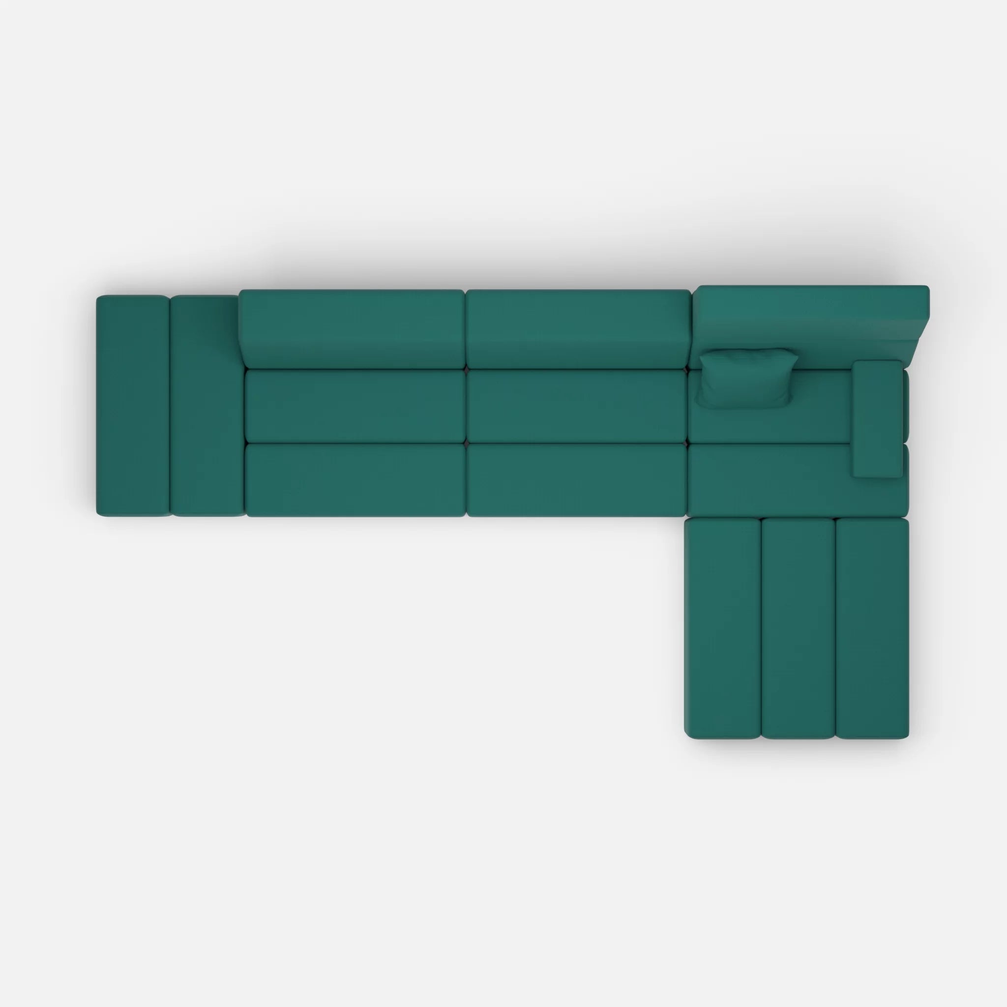 L Sofa Bricks 5 radio6015 in Türkis von oben