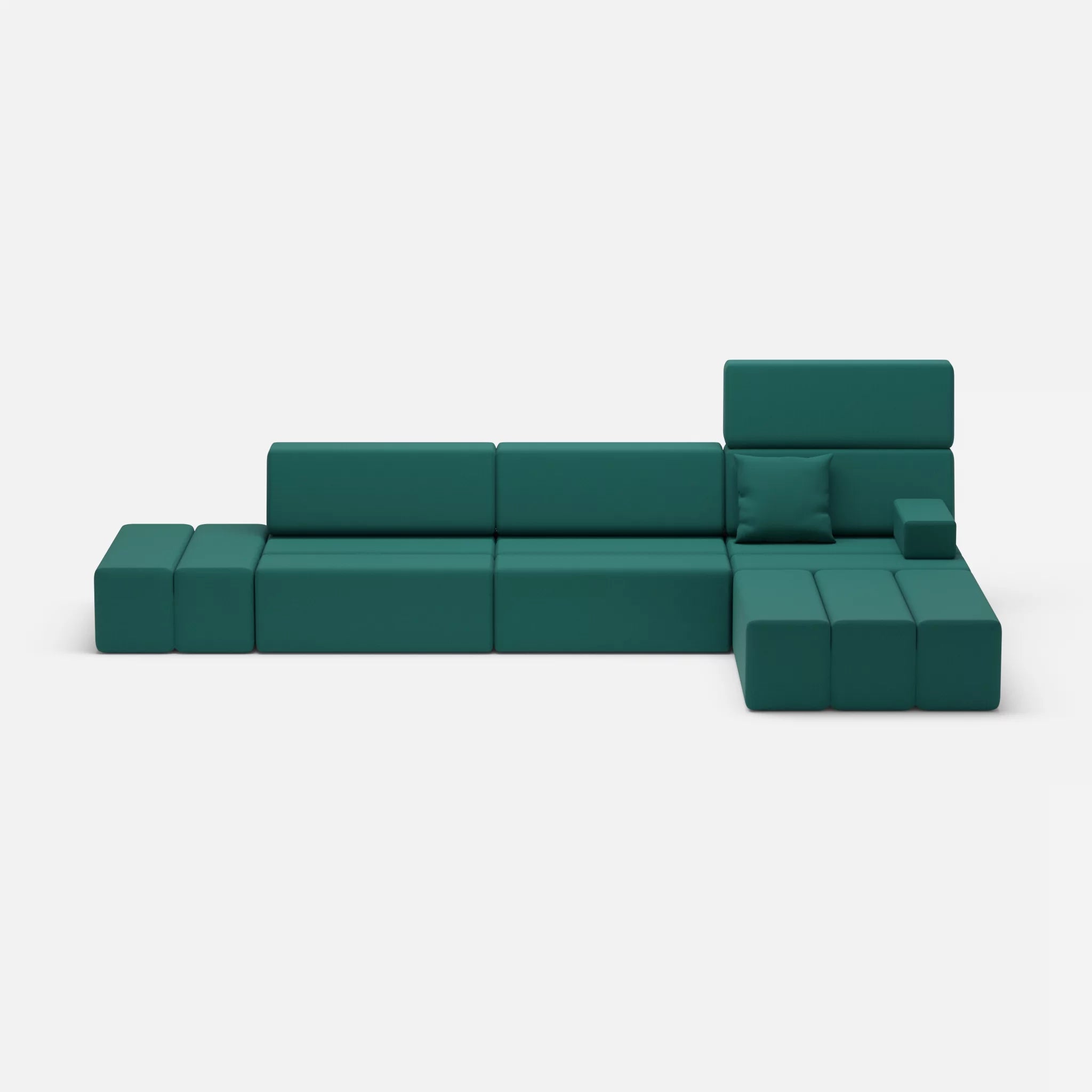 L Sofa Bricks 5 radio6015 in Türkis von vorne