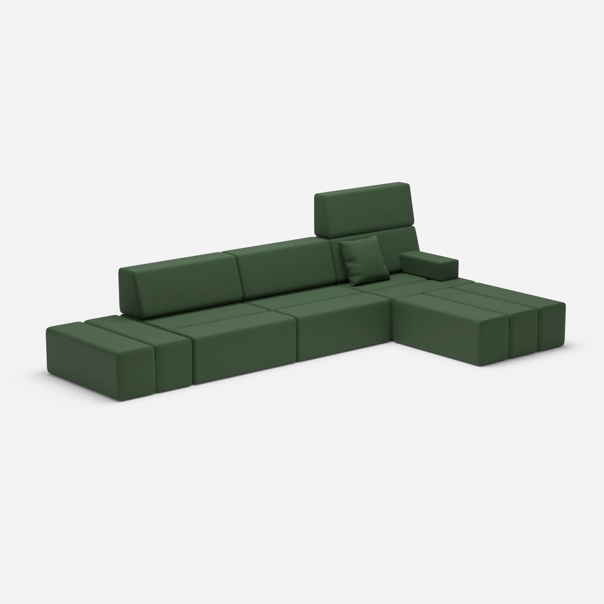 L Sofa Bricks 5 radio7036 in Olive von der Seite