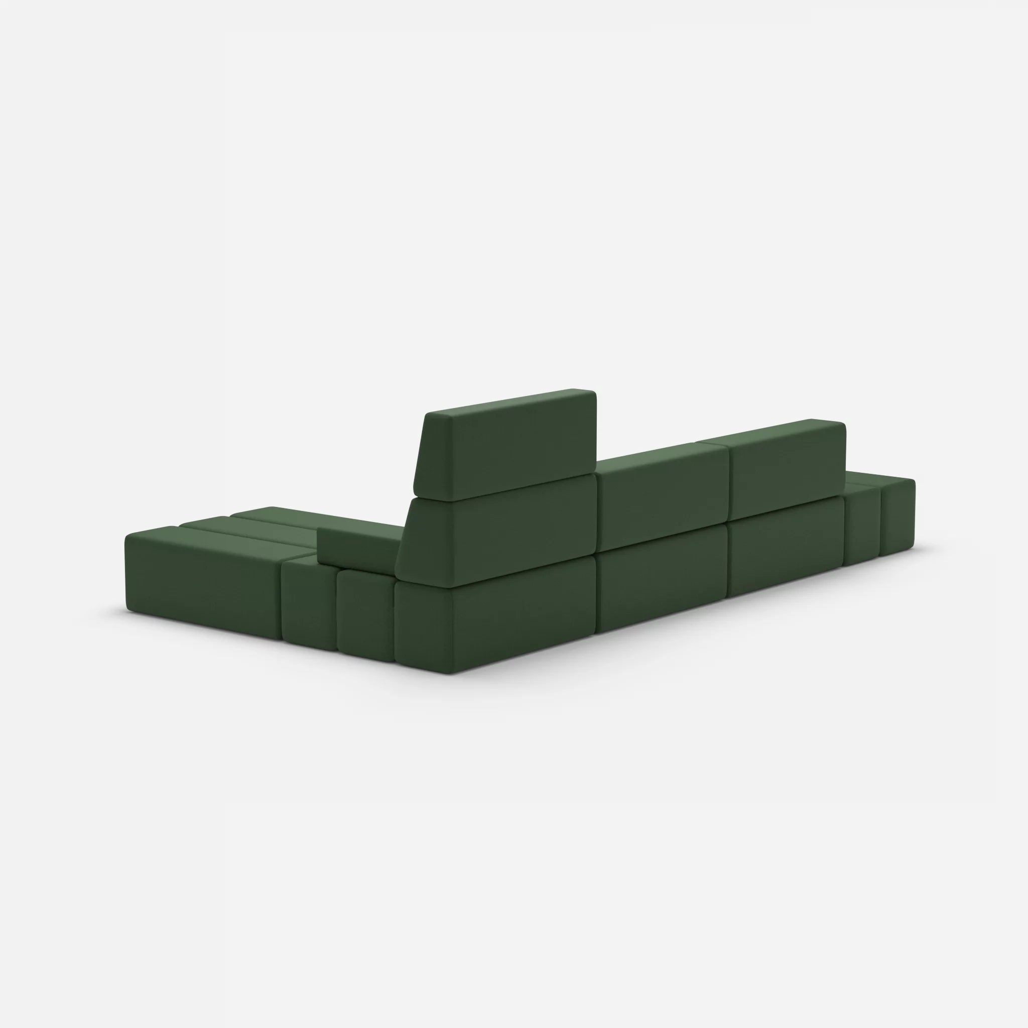 L Sofa Bricks 5 radio7036 in Olive von hinten