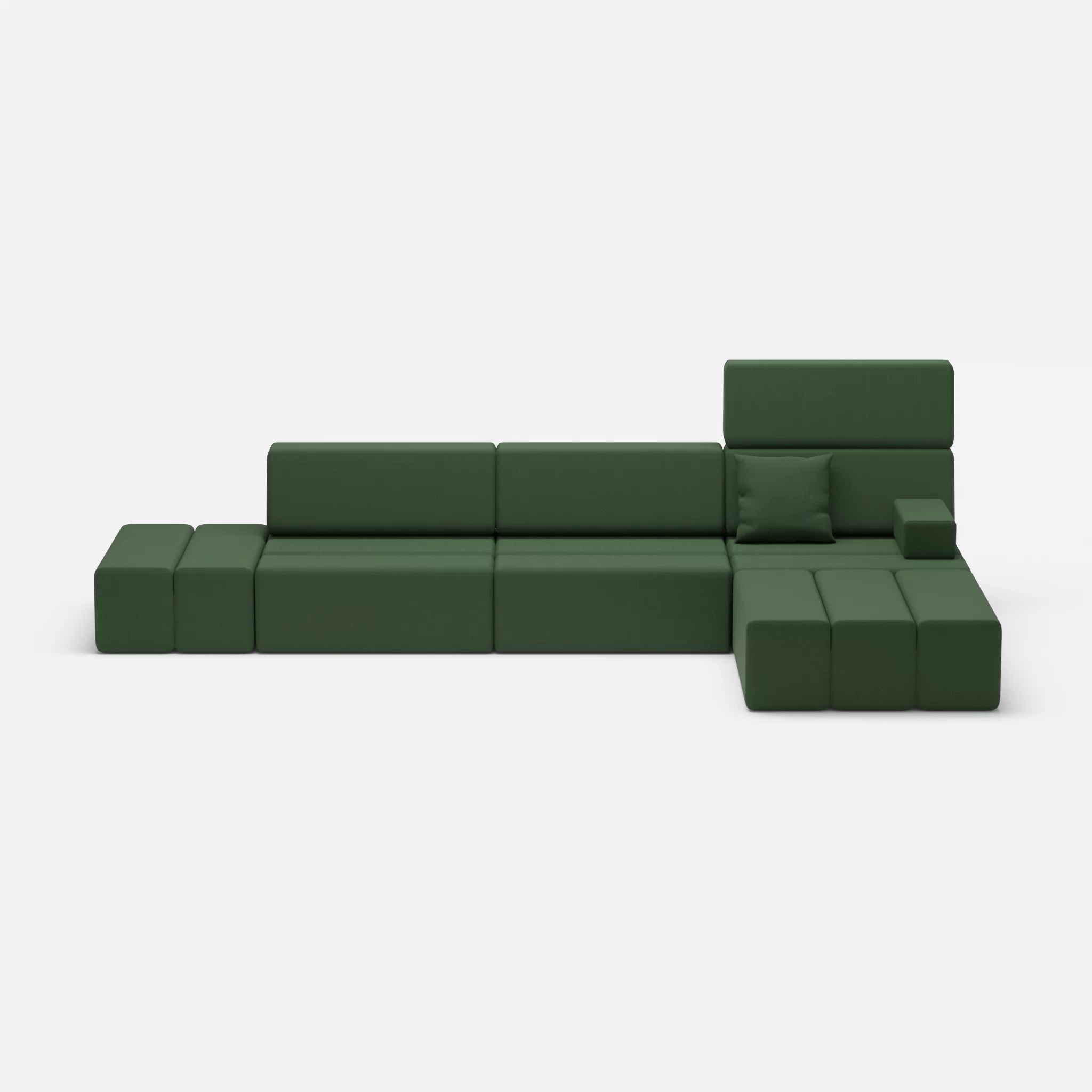 L Sofa Bricks 5 radio7036 in Olive von vorne