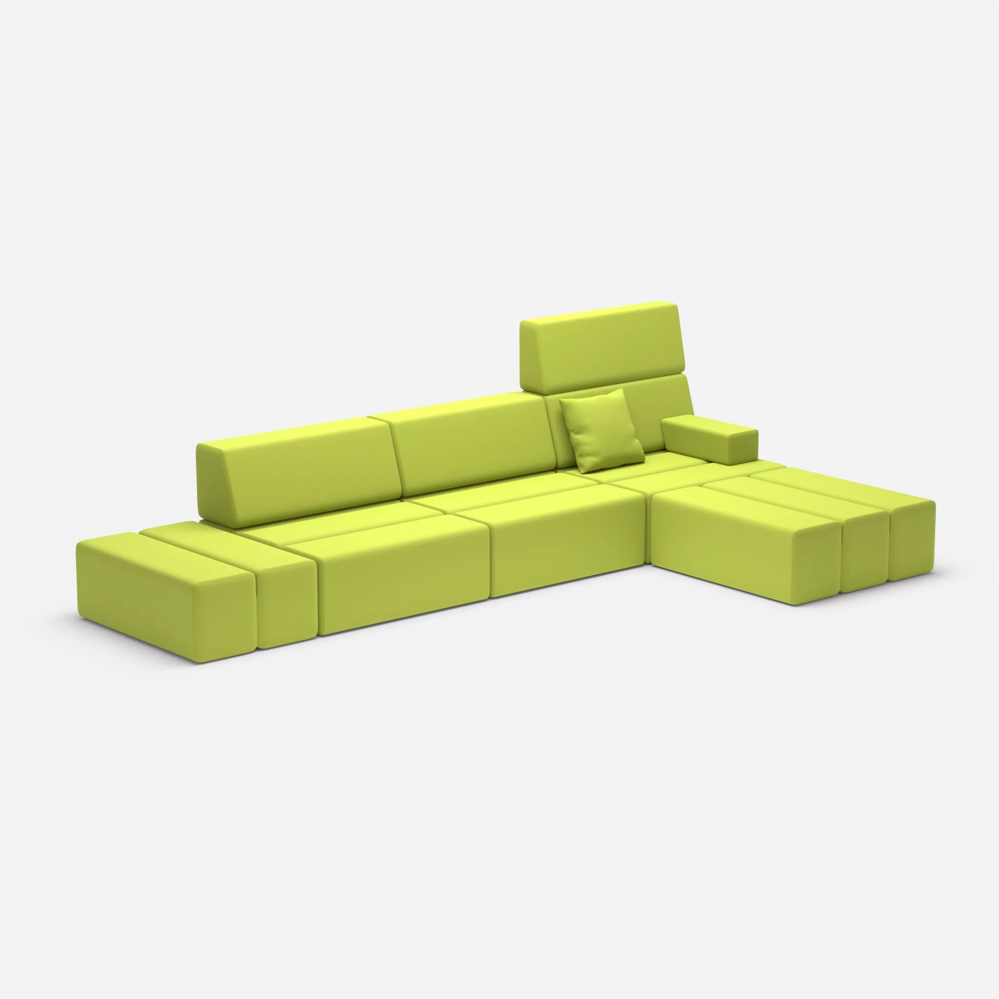 L Sofa Bricks 5 radio7041 in Hellgrün von der Seite