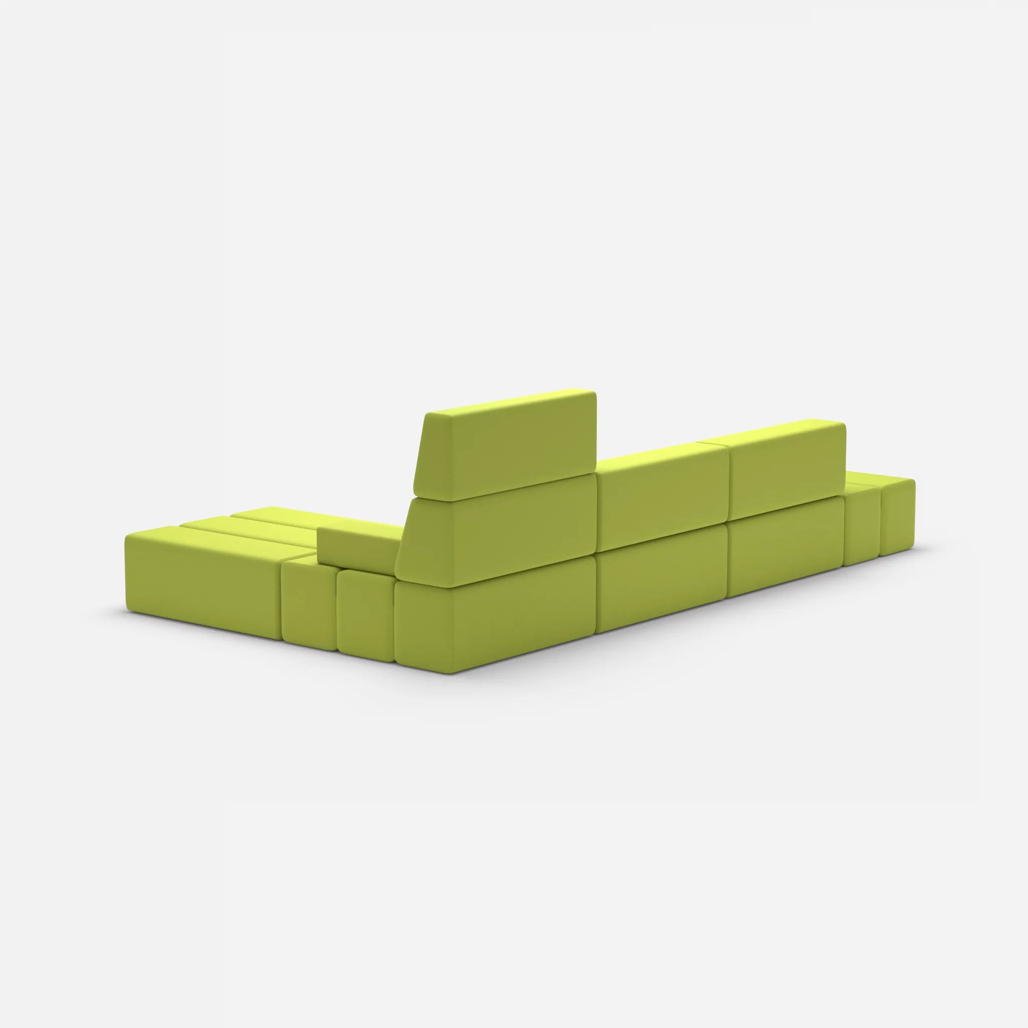 L Sofa Bricks 5 radio7041 in Hellgrün von hinten