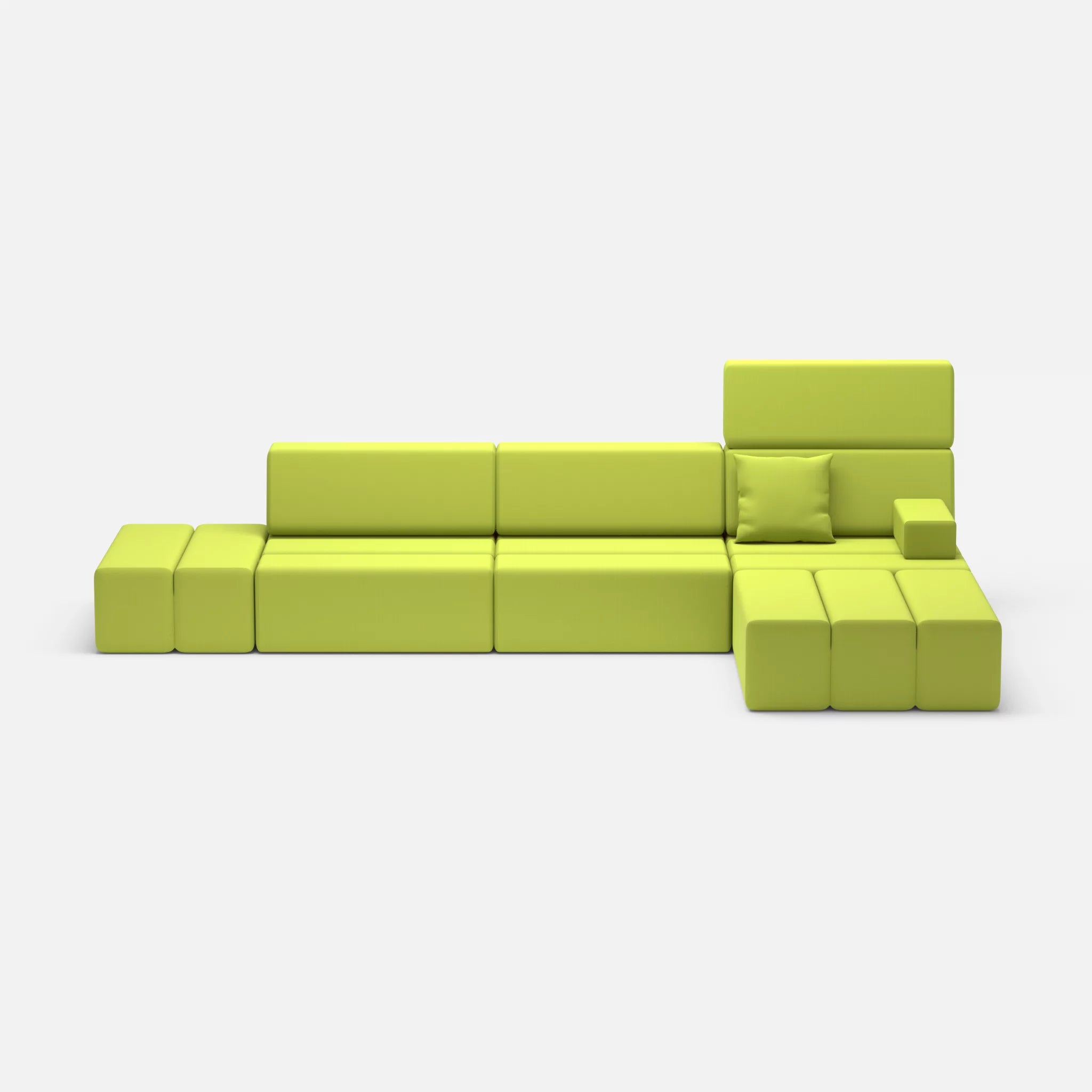 L Sofa Bricks 5 radio7041 in Hellgrün von vorne