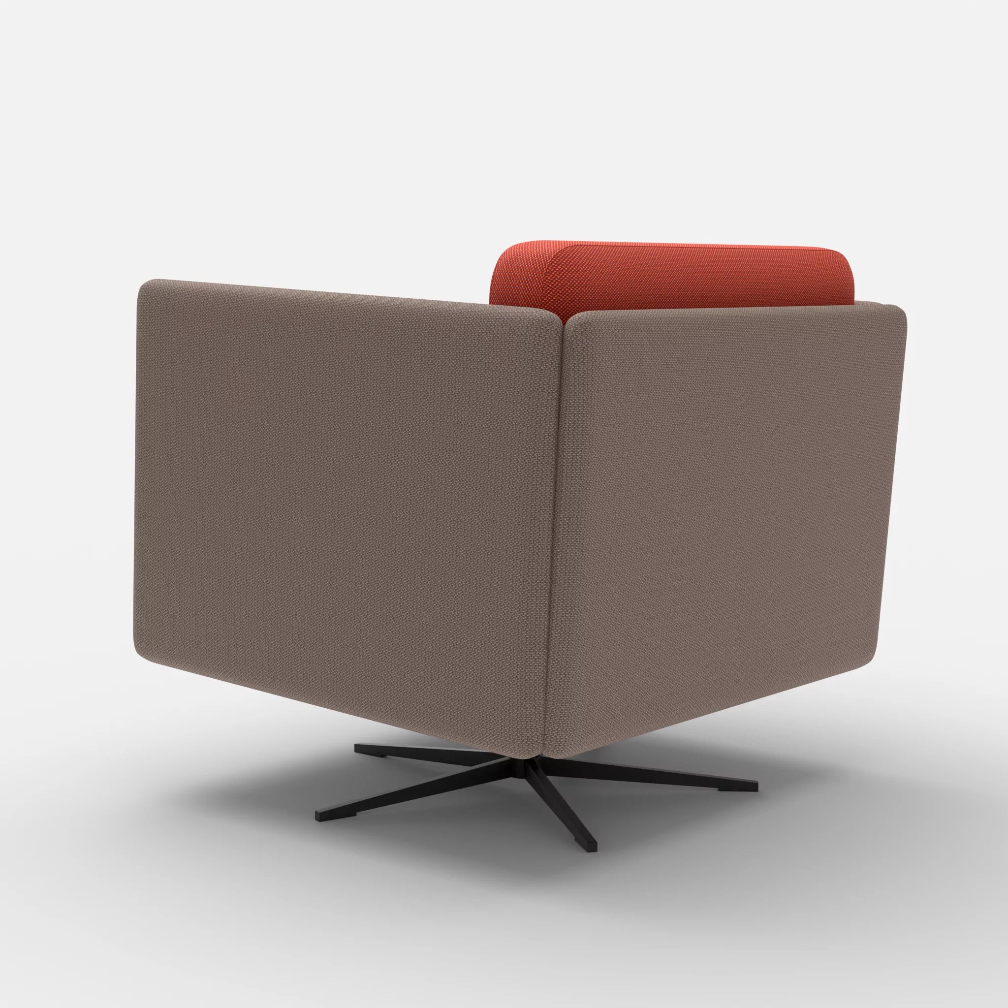 Loungesessel Egon credowalnut-credolampion in Dunkelgrau und Rot von hinten
