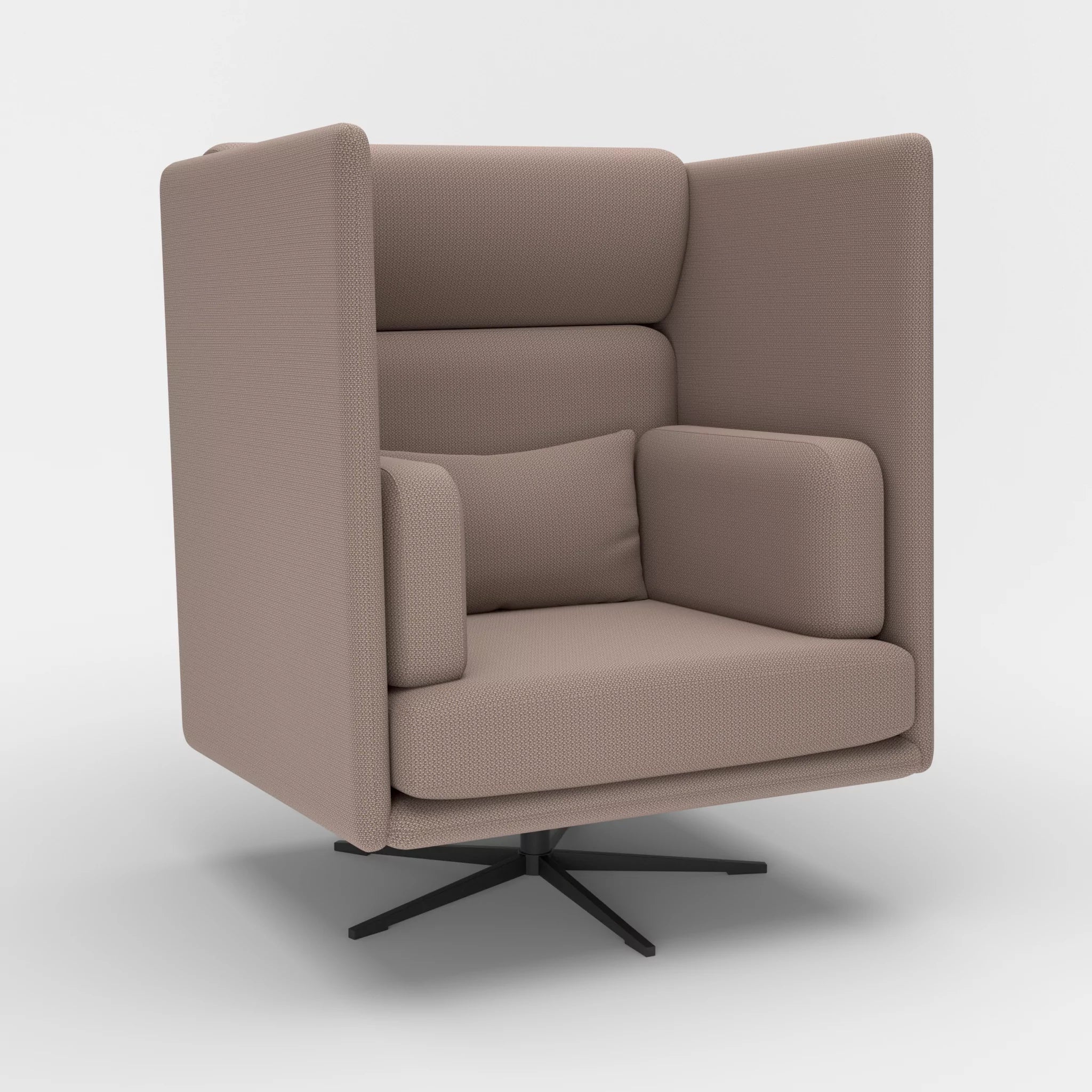Loungesessel Egon Hohe Version credowalnut-credowalnut in Dunkelgrau und Dunkelgrau von der Seite