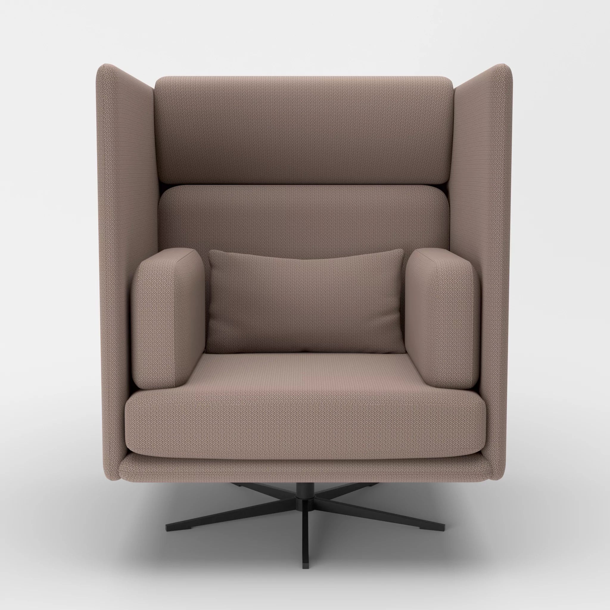 Loungesessel Egon Hohe Version credowalnut-credowalnut in Dunkelgrau und Dunkelgrau von vorne