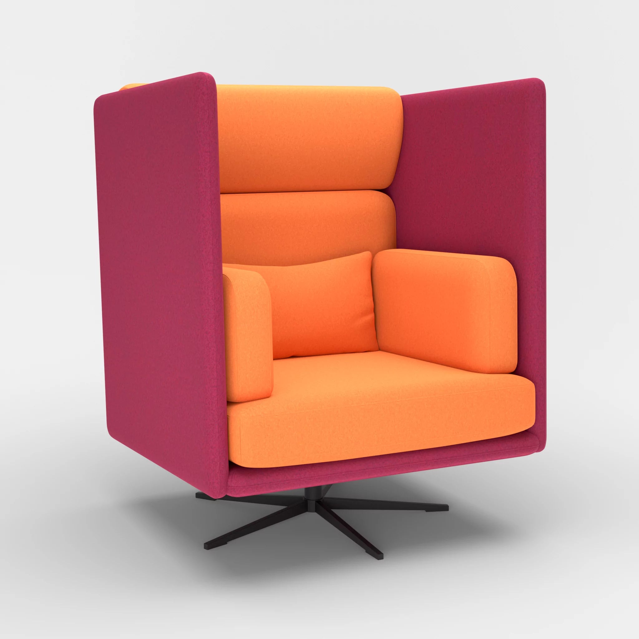 Loungesessel Egon Hohe Version dama0050-dama0070 in Fuchsia und Orange von der Seite