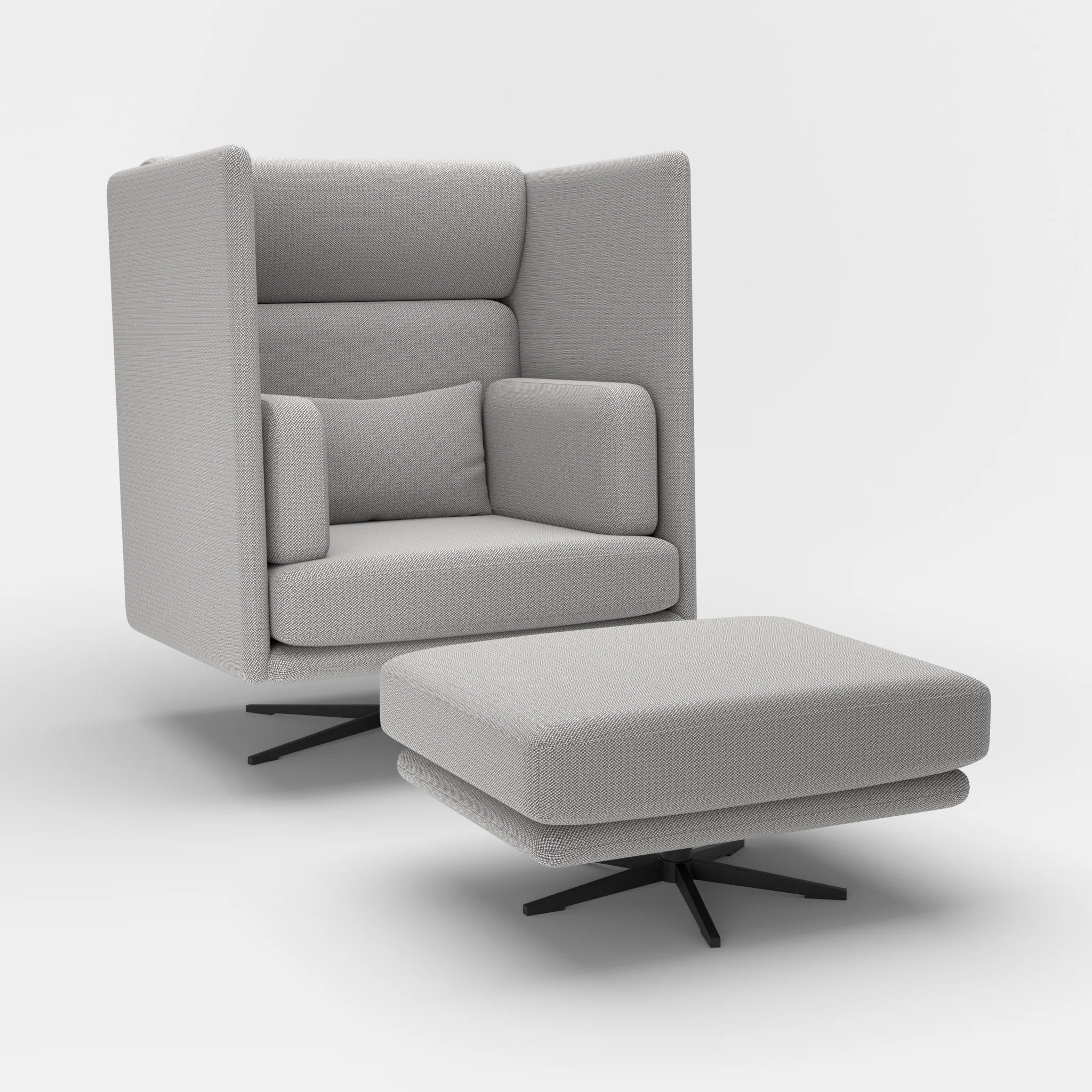 Loungesessel Egon Hohe Version mit Pouf credozinn-credozinn in Mittelgrau und Mittelgrau von der Seite