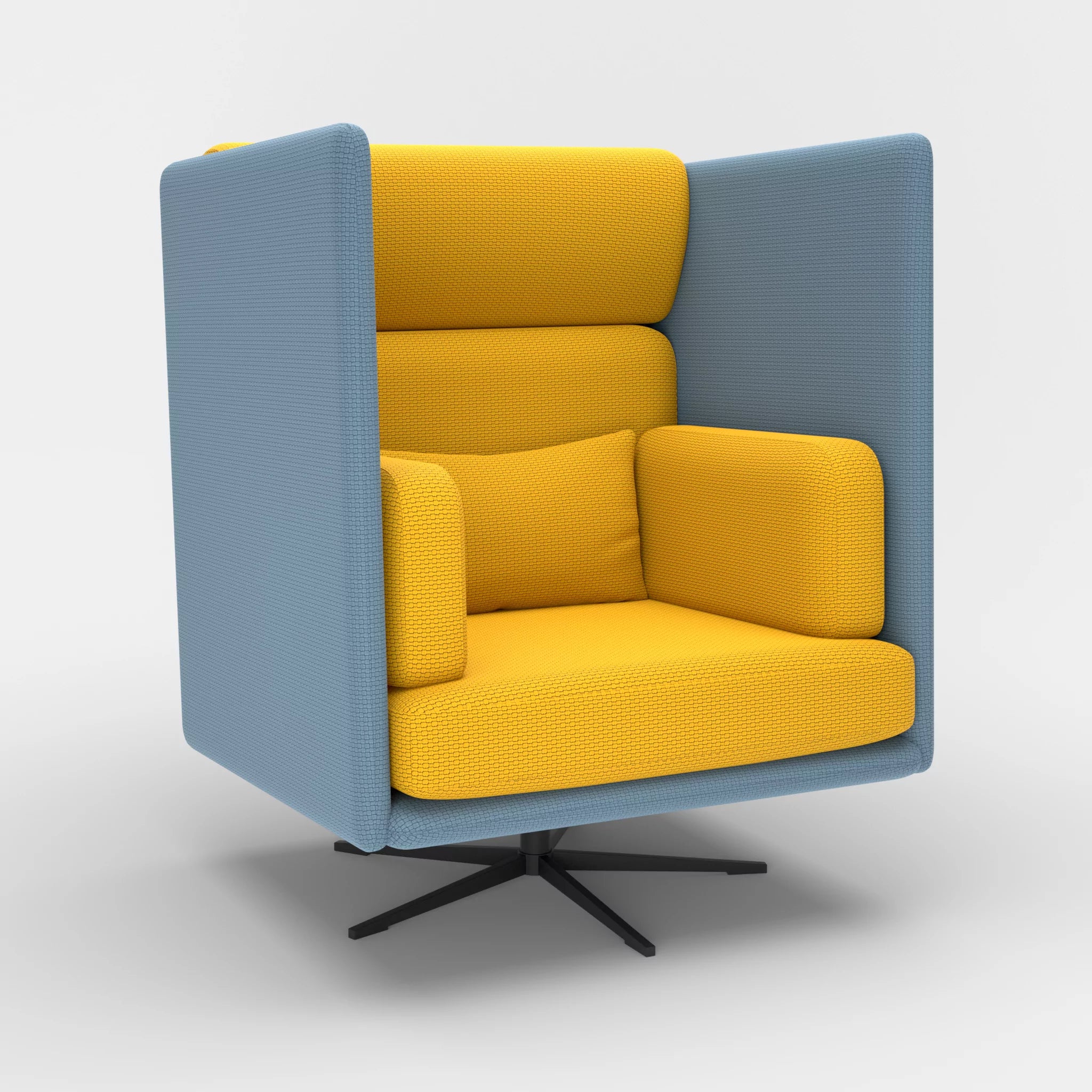 Loungesessel Egon Hohe Version nabucco6043-nabucco3019 in Blau und Curry von der Seite