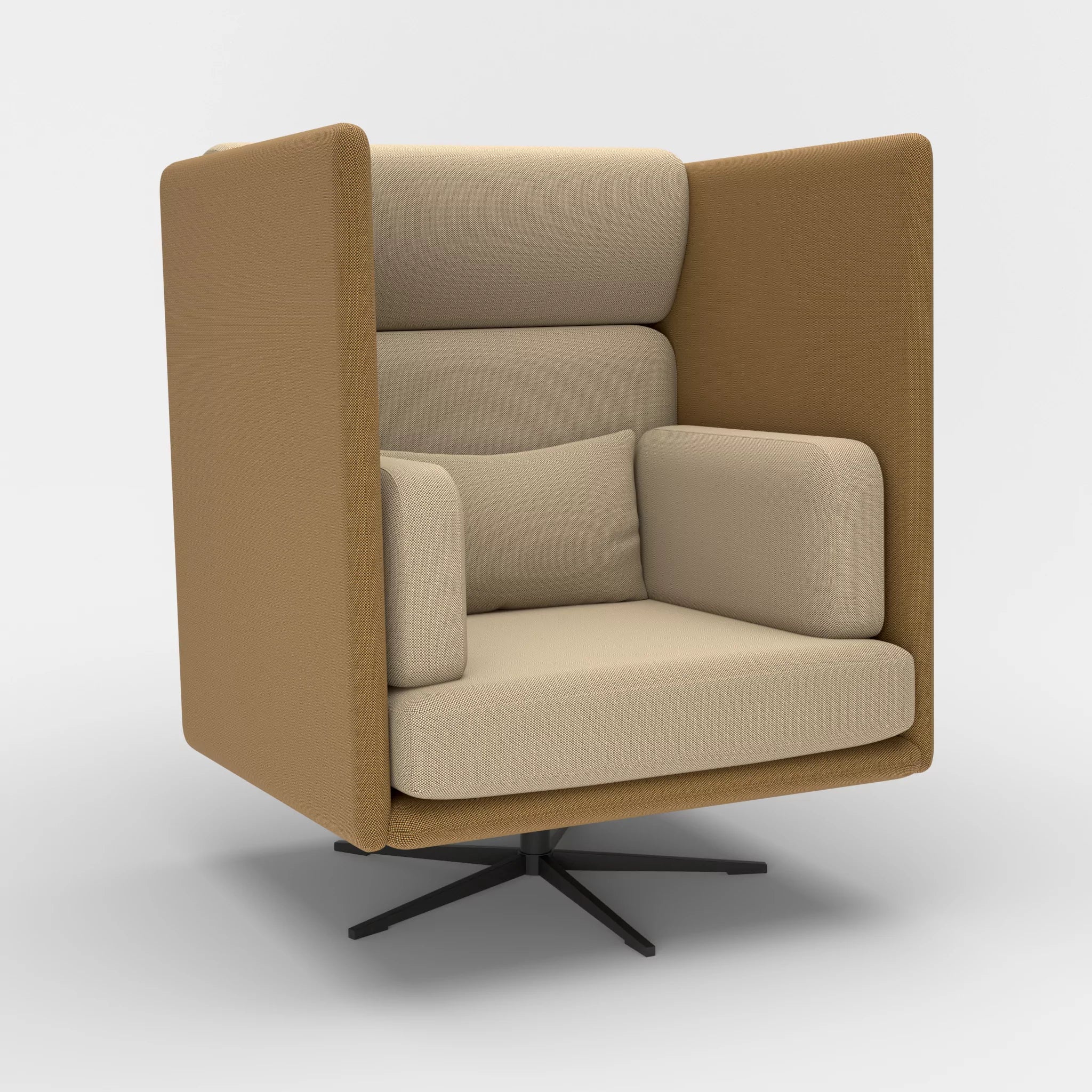 Loungesessel Egon Hohe Version radio2521-radio1510 in Braun und Beige von der Seite