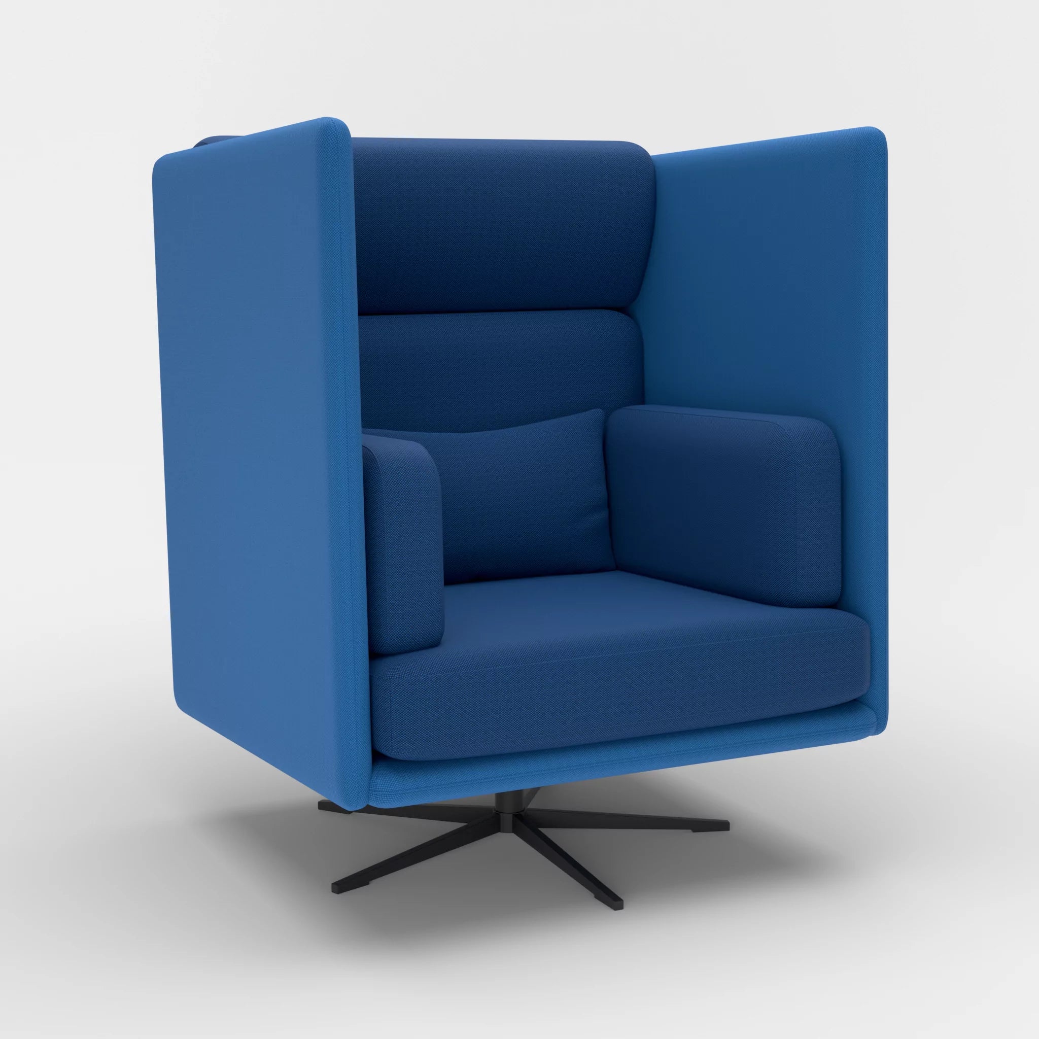 Loungesessel Egon Hohe Version radio6075-radio6512 in Blau und Dunkelblau von der Seite