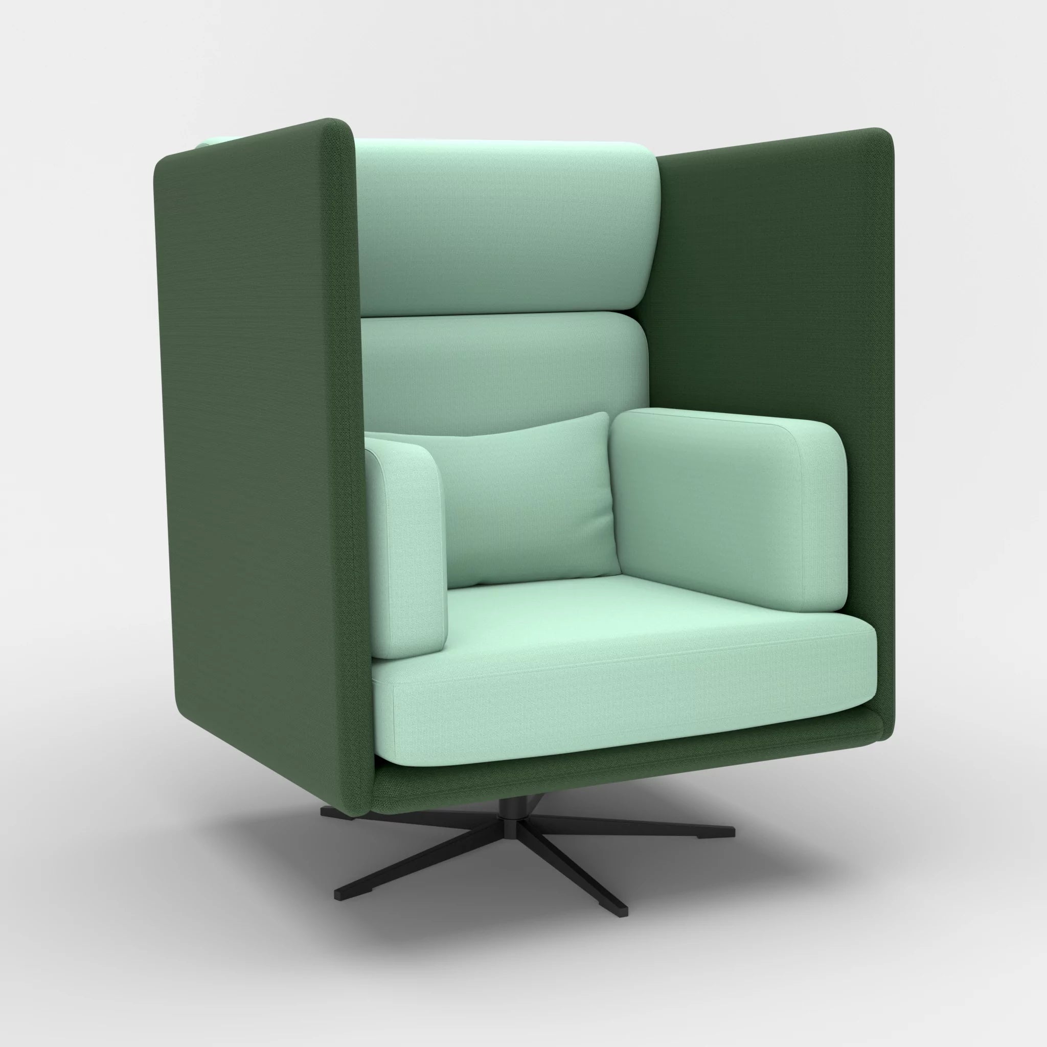Loungesessel Egon Hohe Version radio7036-radio7045 in Olive und Hellblau von der Seite