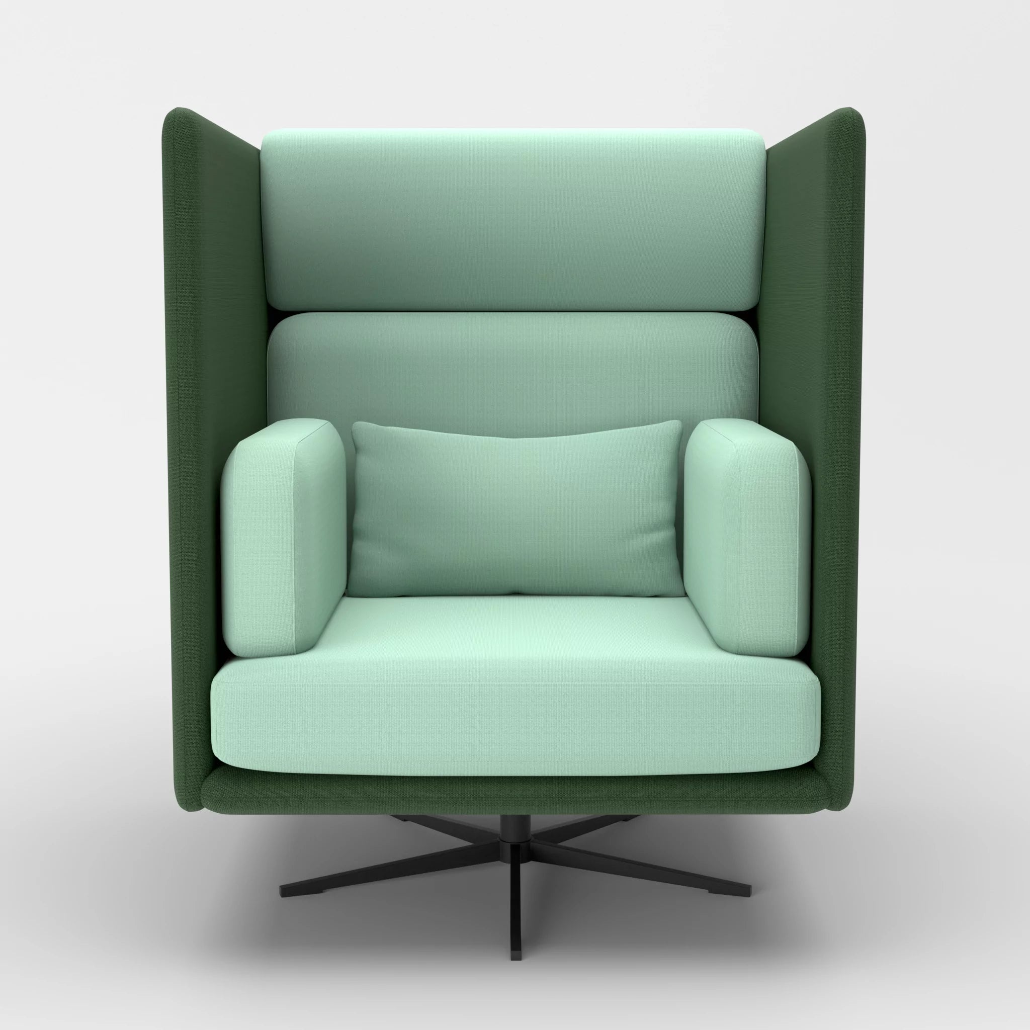 Loungesessel Egon Hohe Version radio7036-radio7045 in Olive und Hellblau von vorne