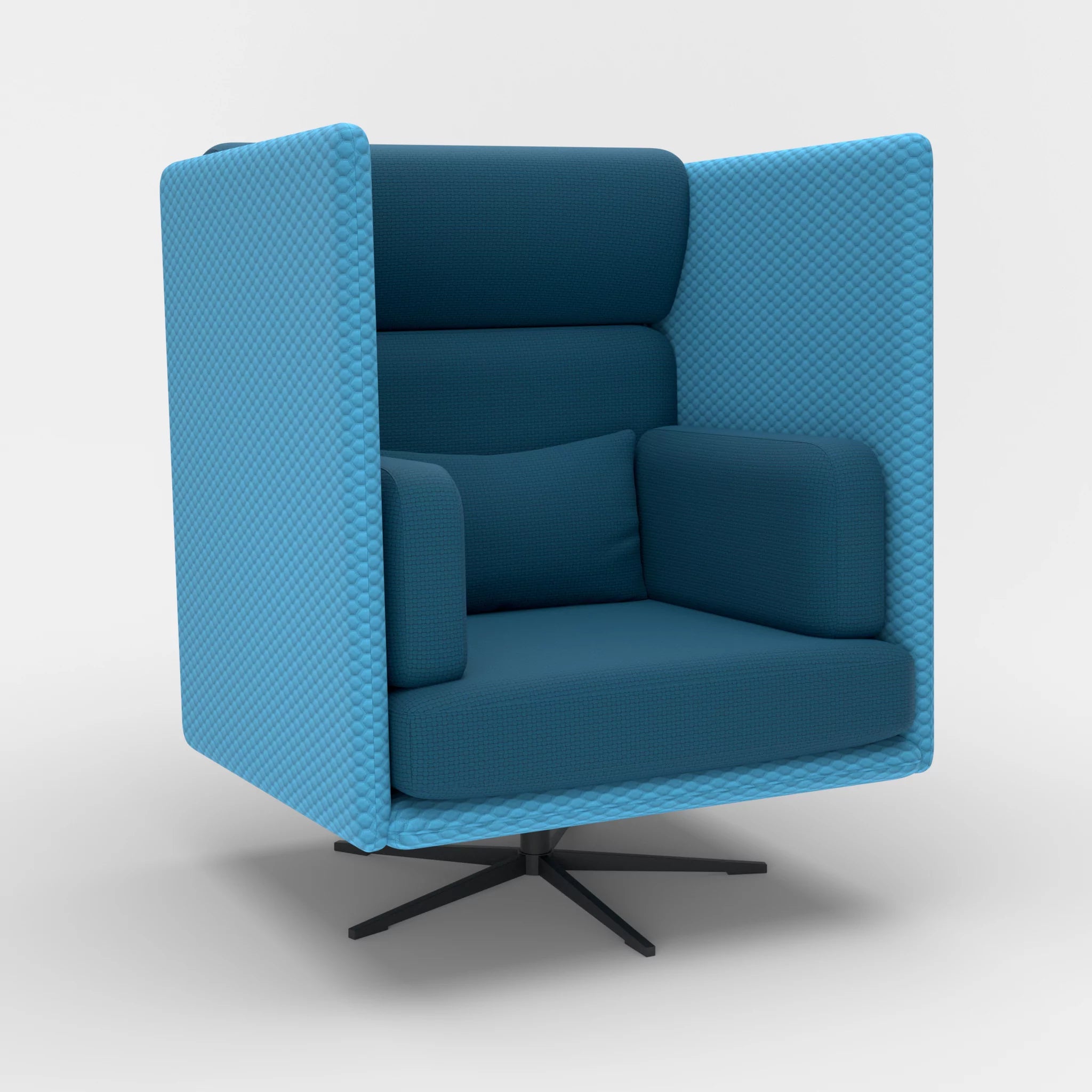 Loungesessel Egon Hohe Version spazio6091-nabucco6075 in Türkis und Blau von der Seite