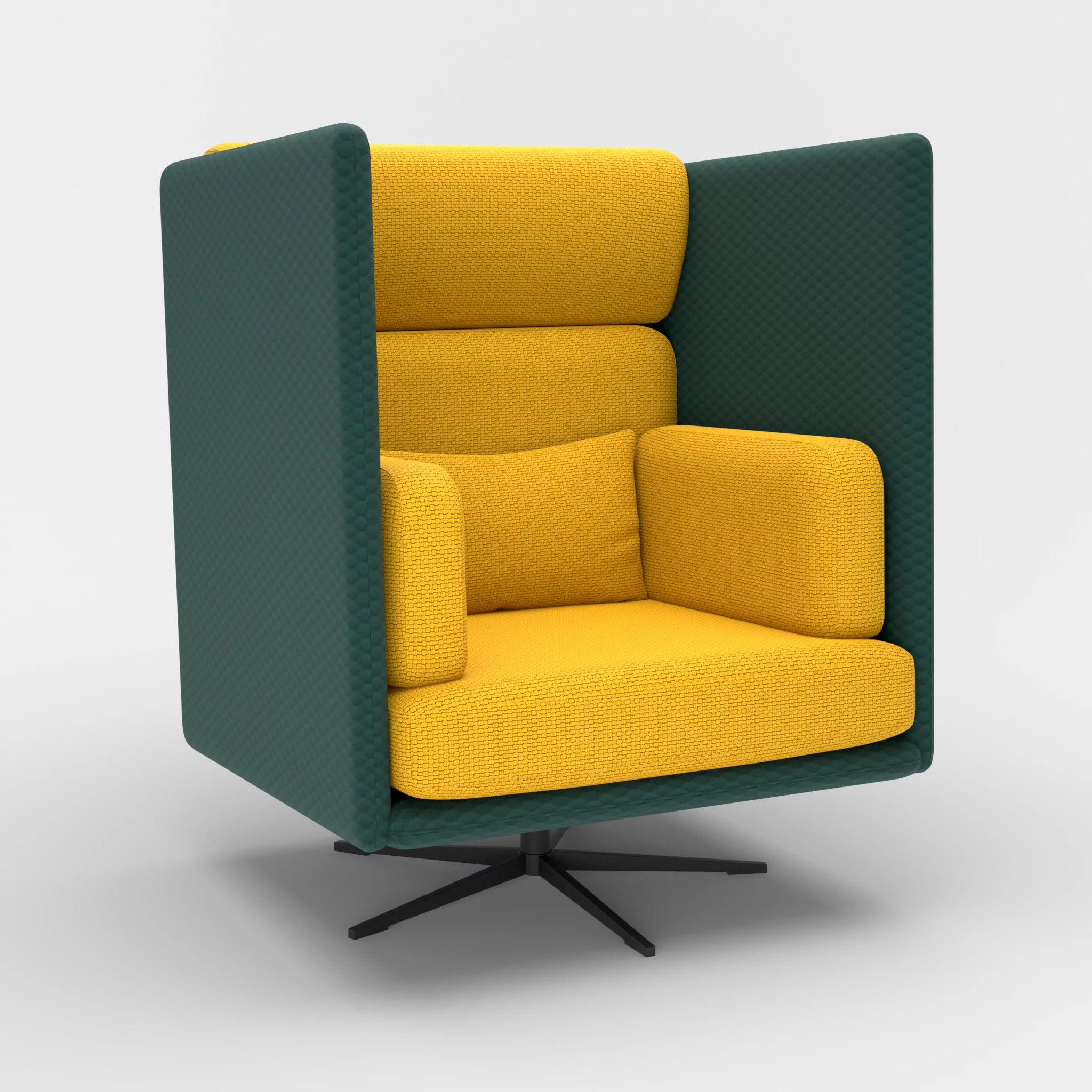 Loungesessel Egon Hohe Version spazio7033-nabucco3019 in Petrol und Curry von der Seite