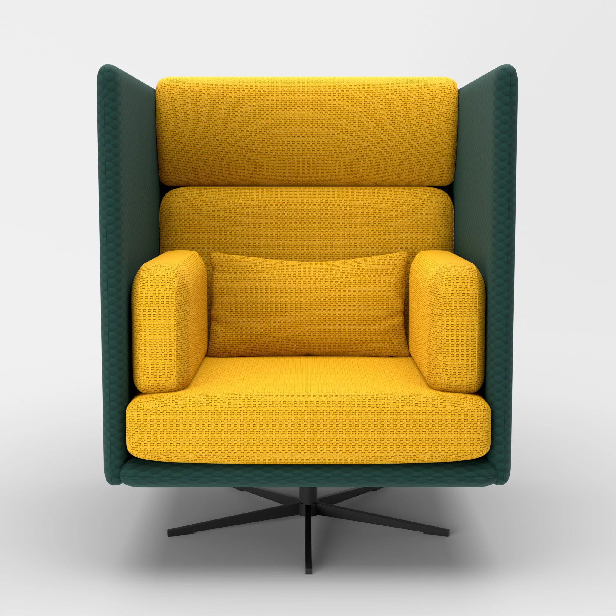 Loungesessel Egon Hohe Version spazio7033-nabucco3019 in Petrol und Curry von vorne