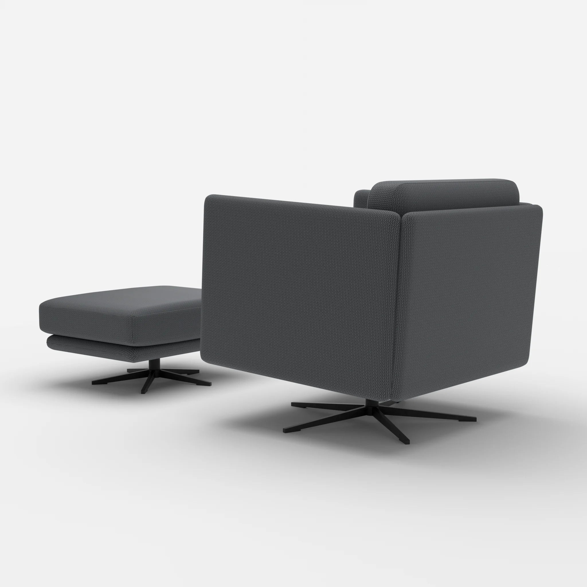 Loungesessel Egon mit Pouf credoasphalt-credoasphalt in Anthrazit und Anthrazit von hinten