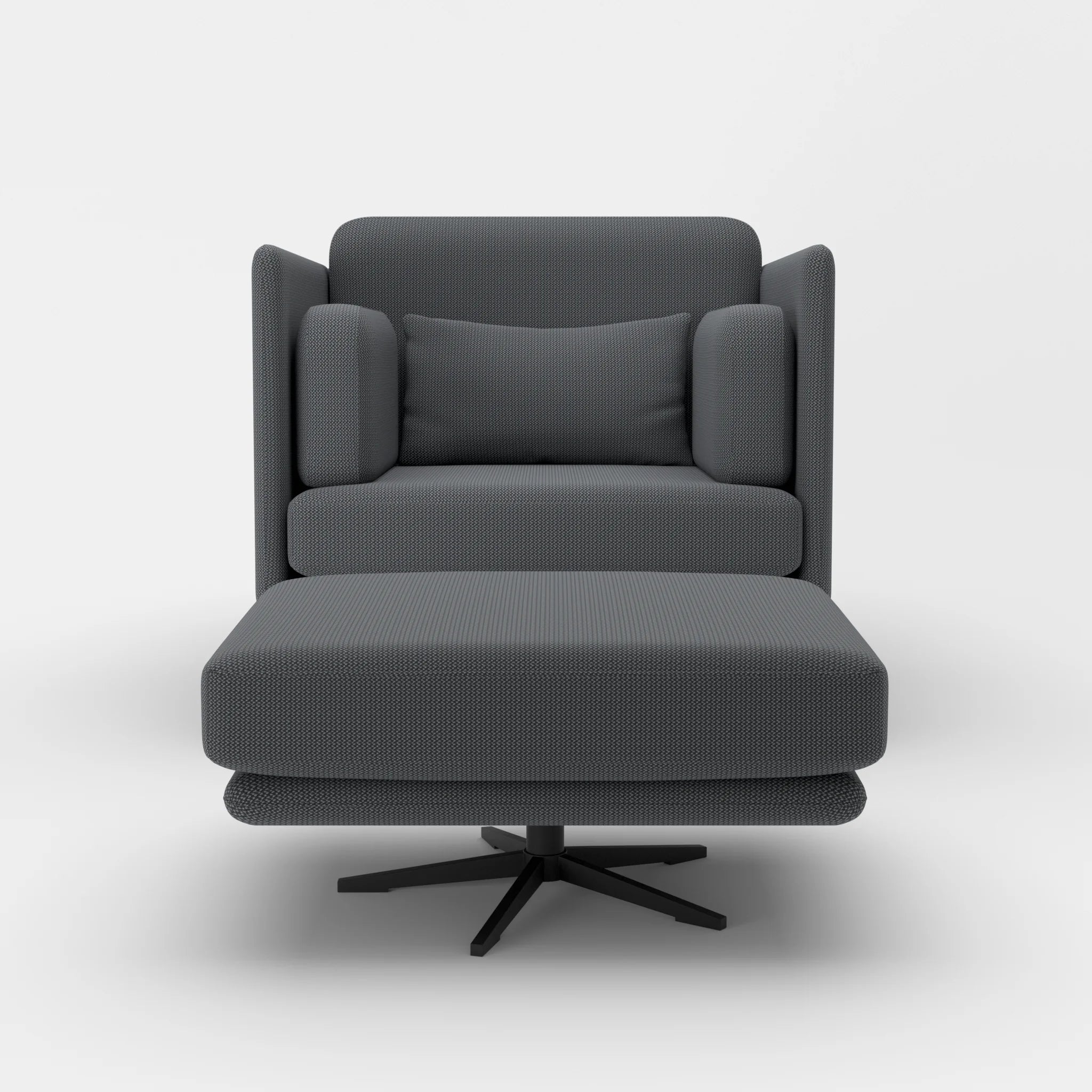 Loungesessel Egon mit Pouf credoasphalt-credoasphalt in Anthrazit und Anthrazit von vorne