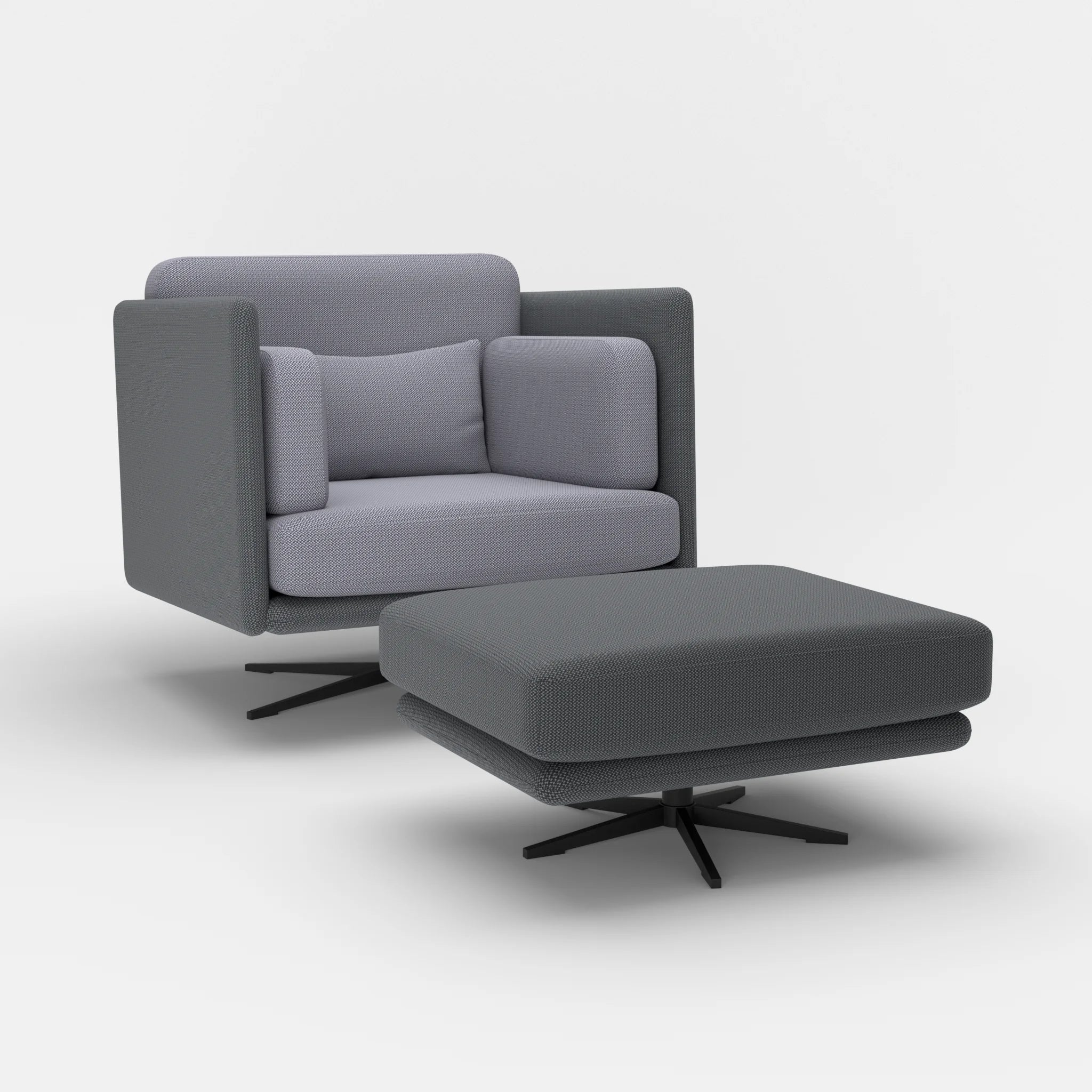 Loungesessel Egon mit Pouf credoasphalt-credocarbon in Anthrazit und Dunkelgrau von der Seite