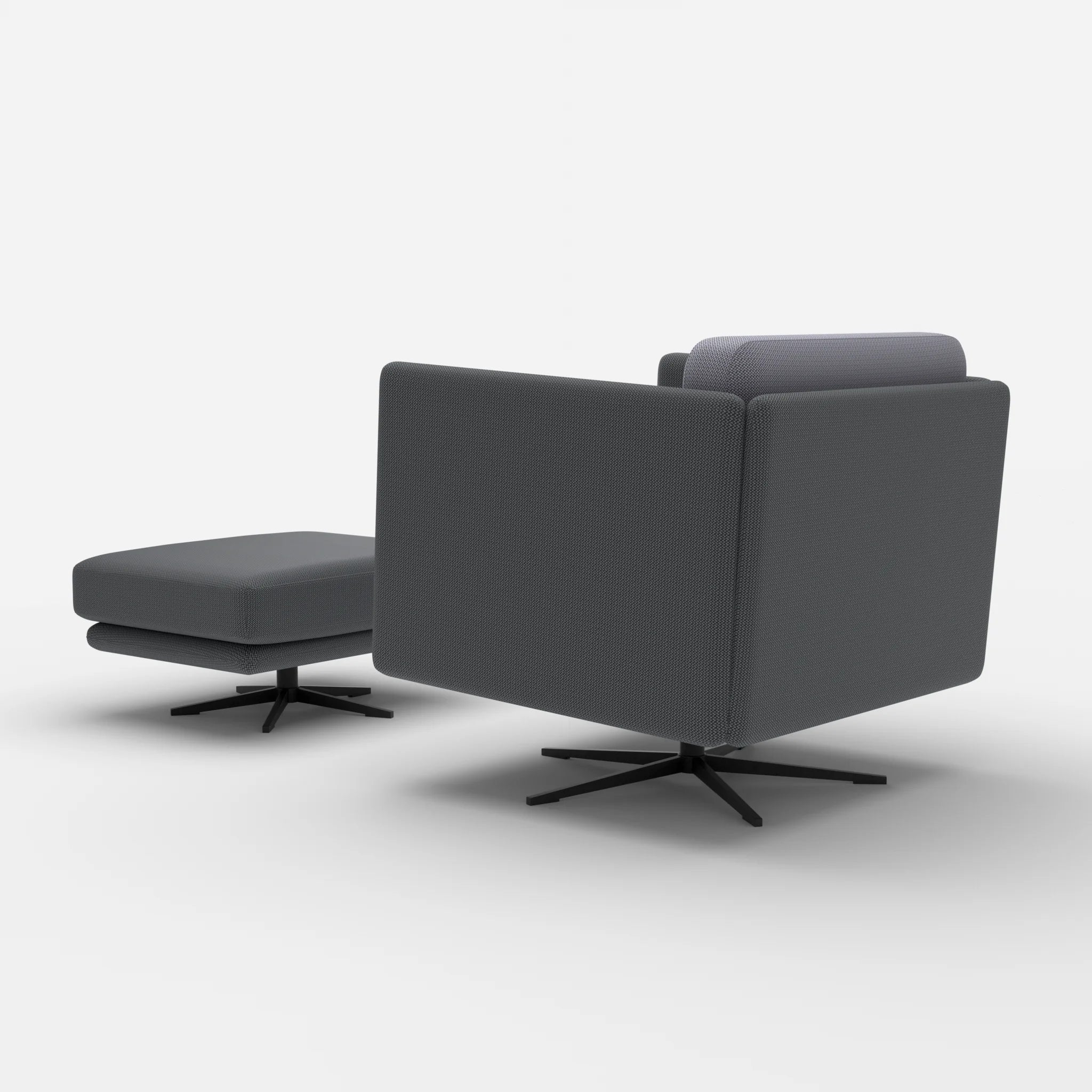 Loungesessel Egon mit Pouf credoasphalt-credocarbon in Anthrazit und Dunkelgrau von hinten