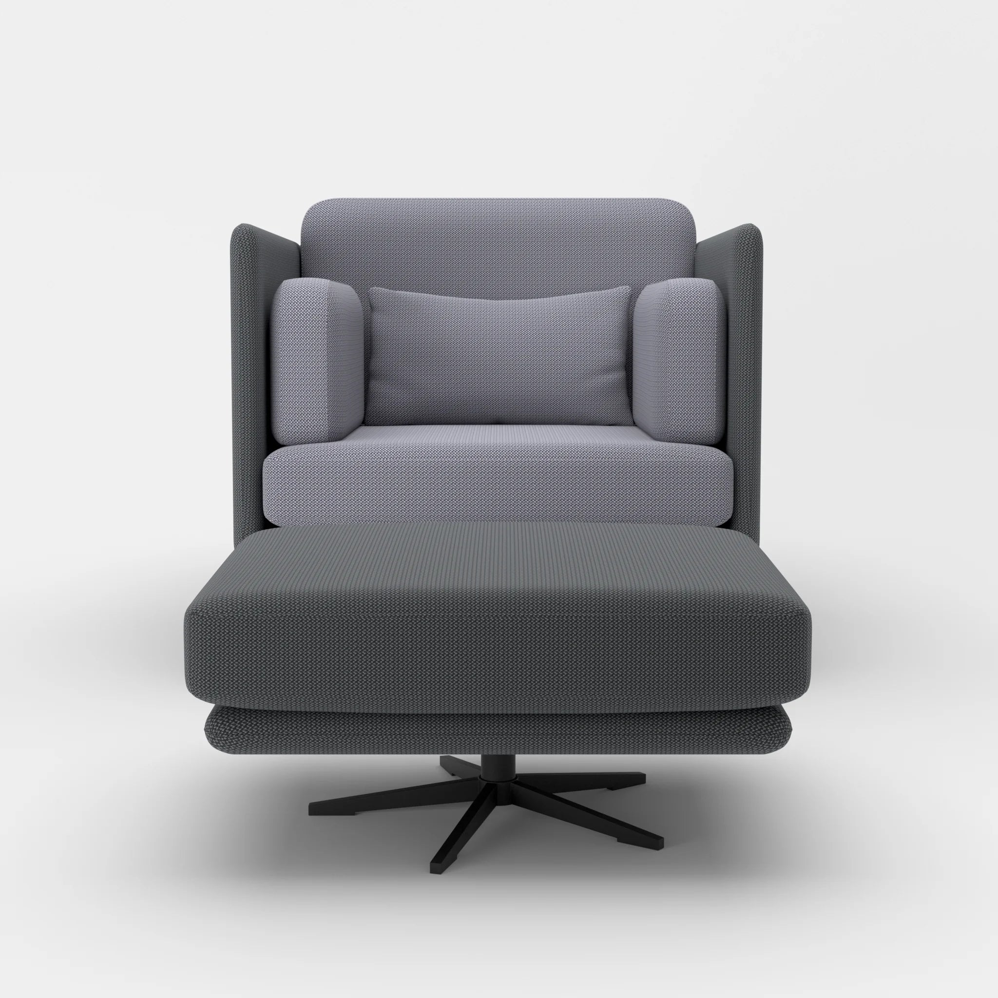 Loungesessel Egon mit Pouf credoasphalt-credocarbon in Anthrazit und Dunkelgrau von vorne