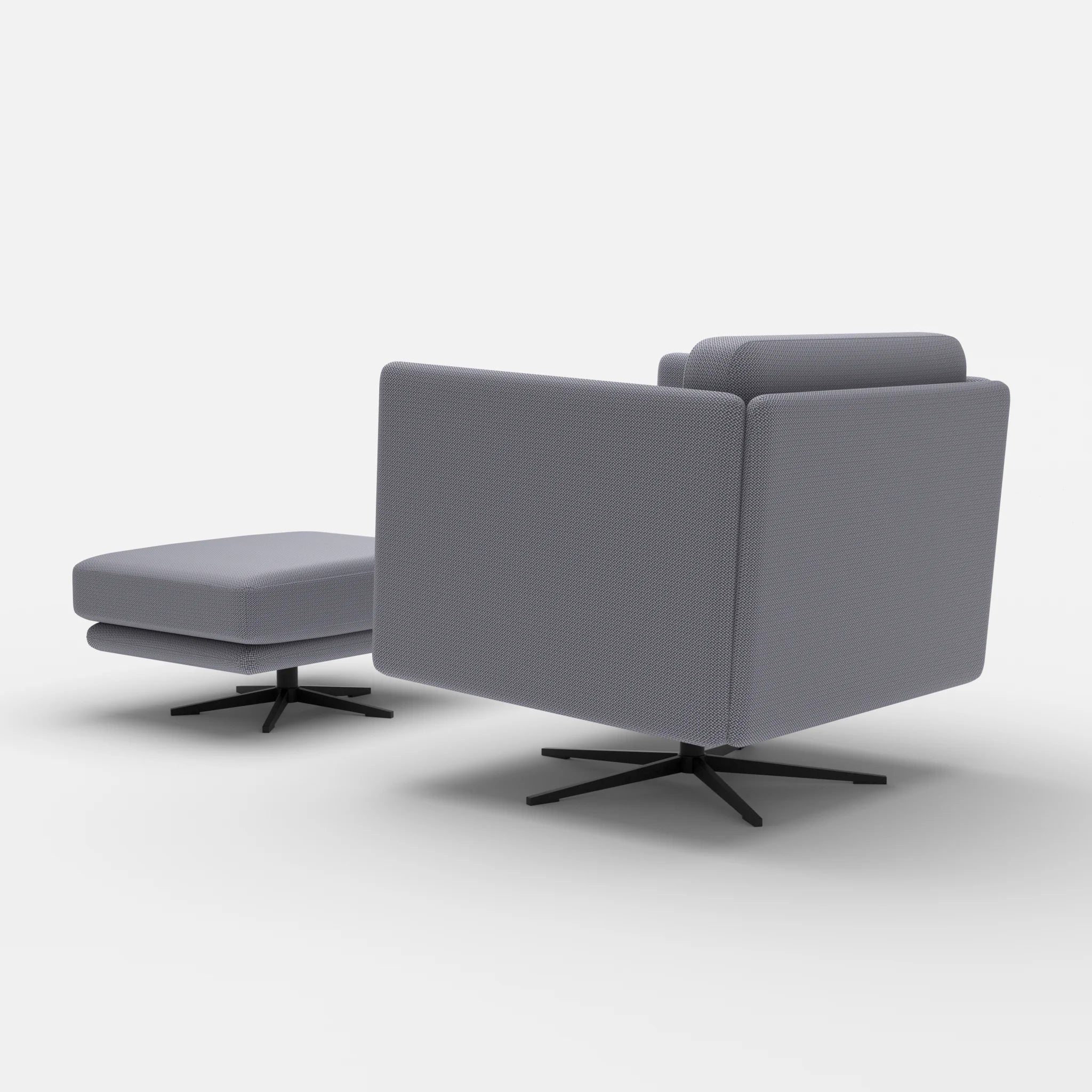 Loungesessel Egon mit Pouf credocarbon-credocarbon in Dunkelgrau und Dunkelgrau von hinten