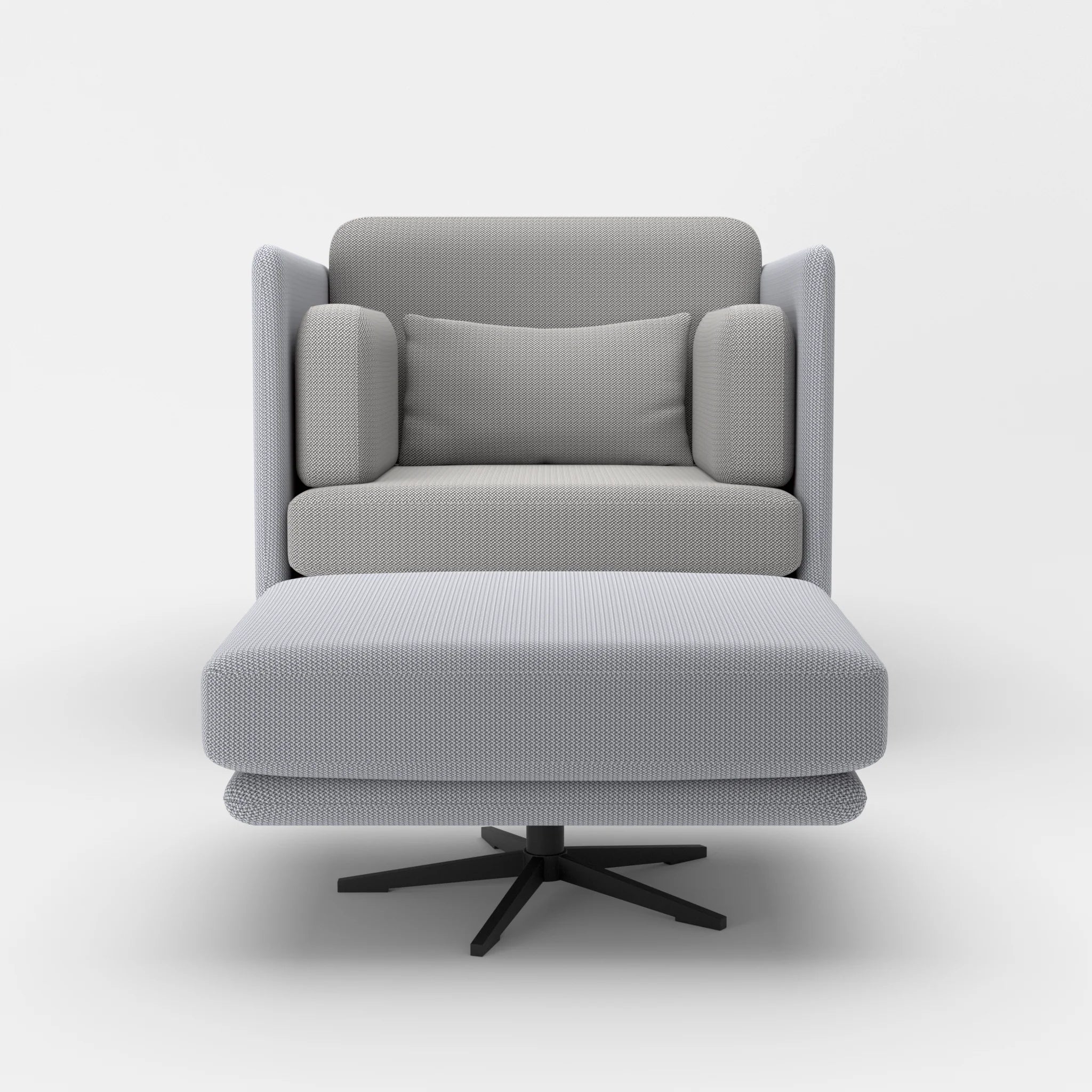 Loungesessel Egon mit Pouf credochalk-credozinn in Hellgrau und Mittelgrau von vorne