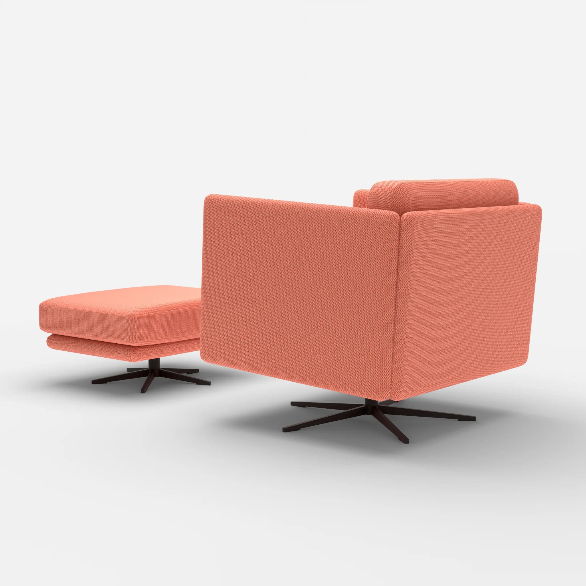 Loungesessel Egon mit Pouf credograpefruit-credograpefruit in Coral und Coral von hinten