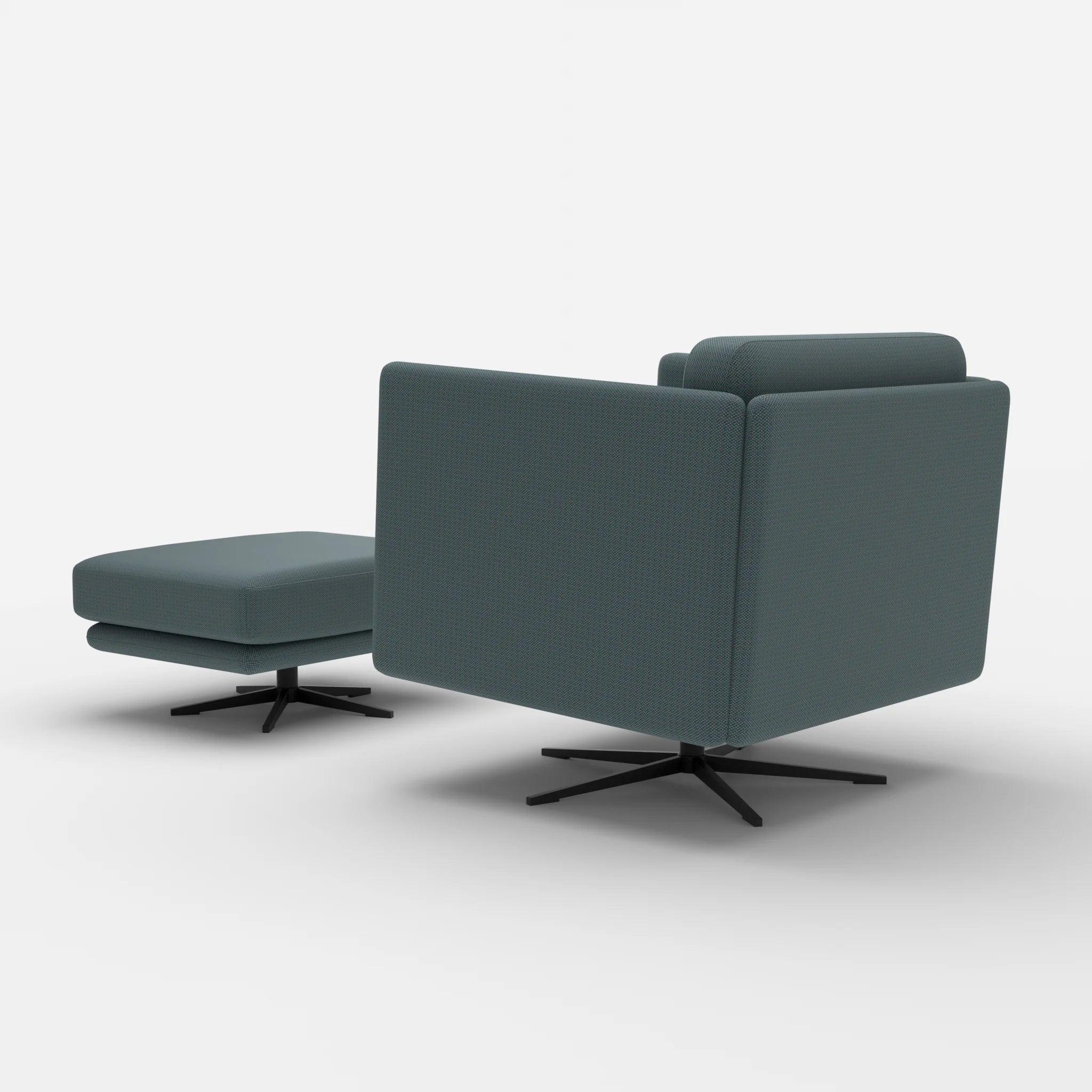 Loungesessel Egon mit Pouf credojaspis-credojaspis in Türkis und Türkis von hinten