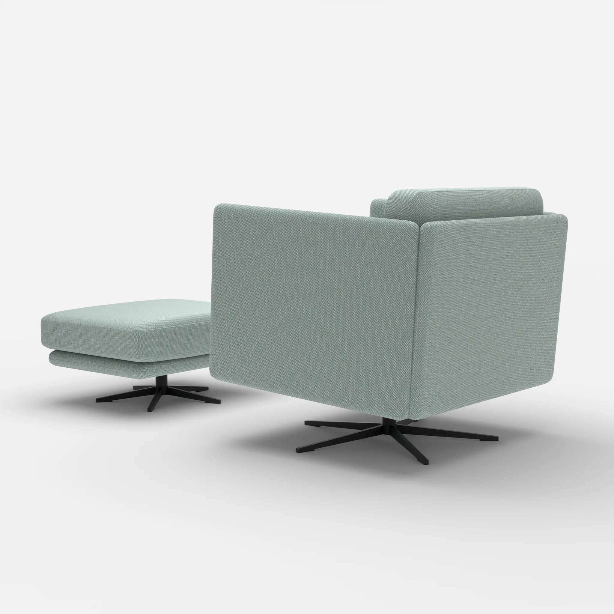Loungesessel Egon mit Pouf credolake-credolake in Graublau und Graublau von hinten