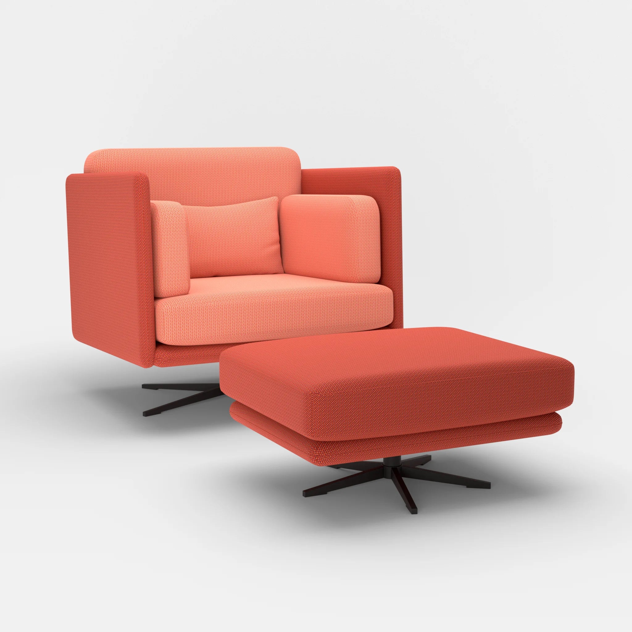 Loungesessel Egon mit Pouf credolampion-credograpefruit in Rot und Coral von der Seite