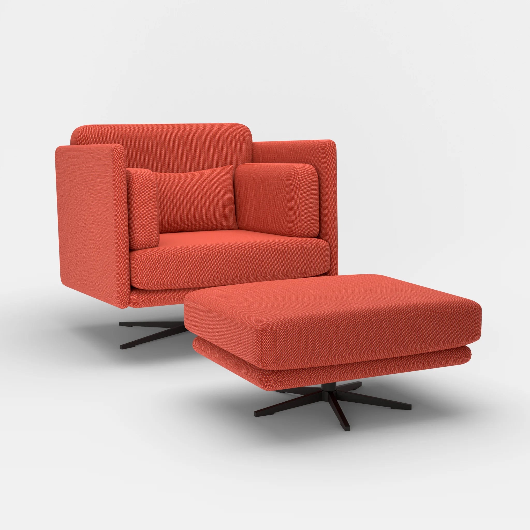 Loungesessel Egon mit Pouf credolampion-credolampion in Rot und Rot von der Seite