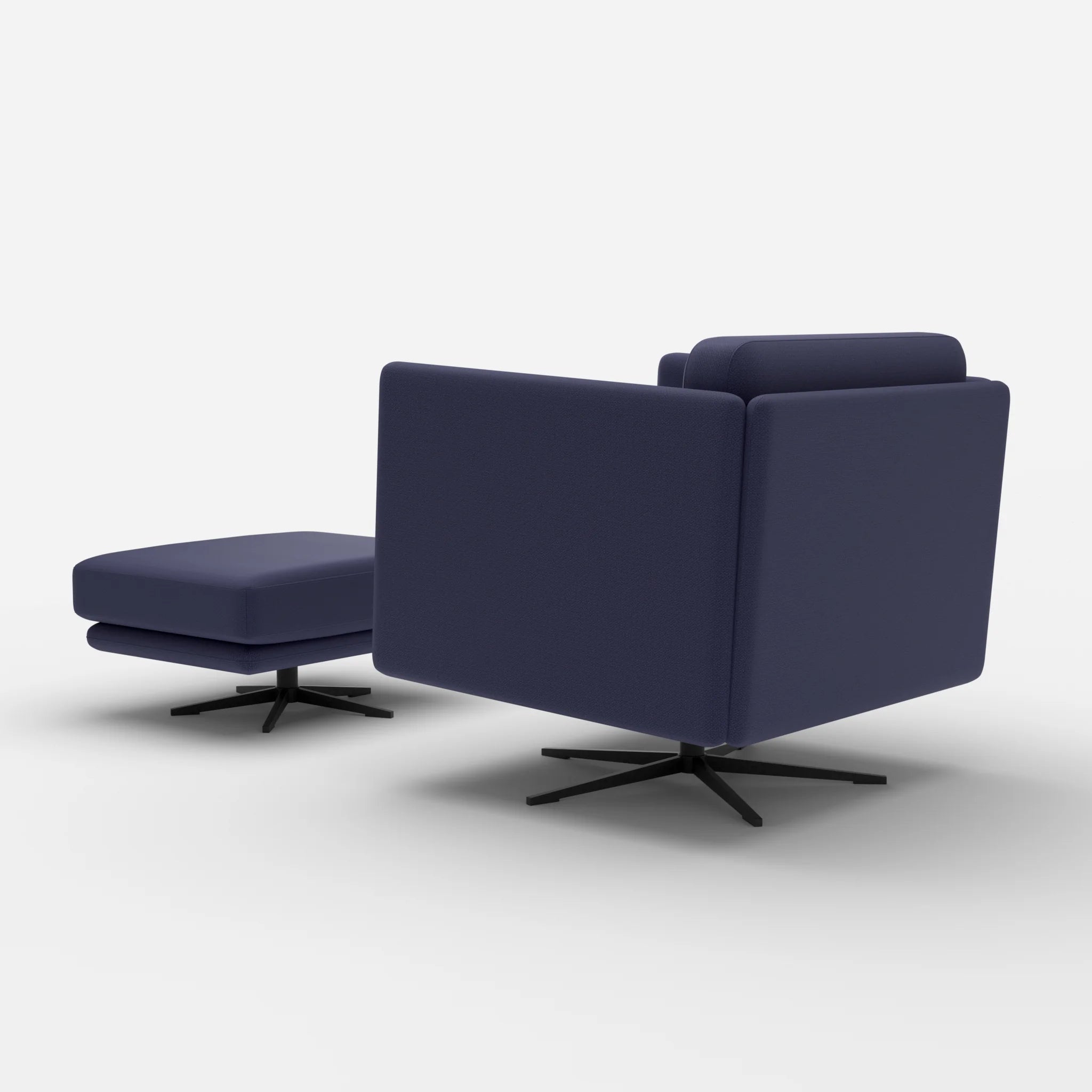 Loungesessel Egon mit Pouf credonavy-credonavy in Navy und Navy von hinten