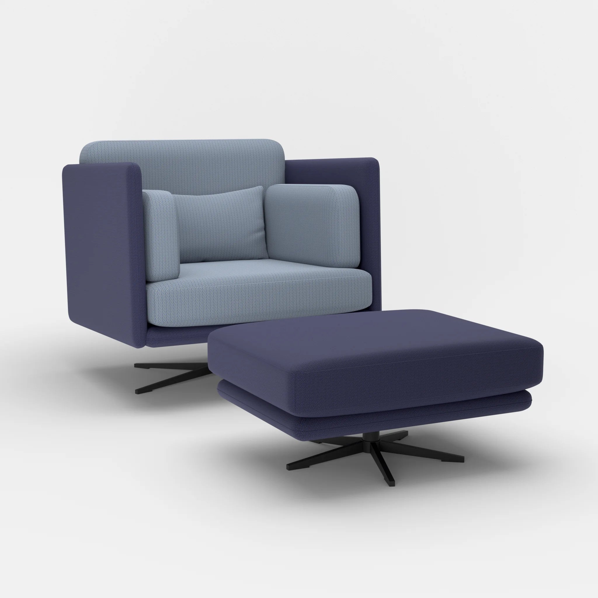 Loungesessel Egon mit Pouf credonavy-credosea in Navy und Blau von der Seite
