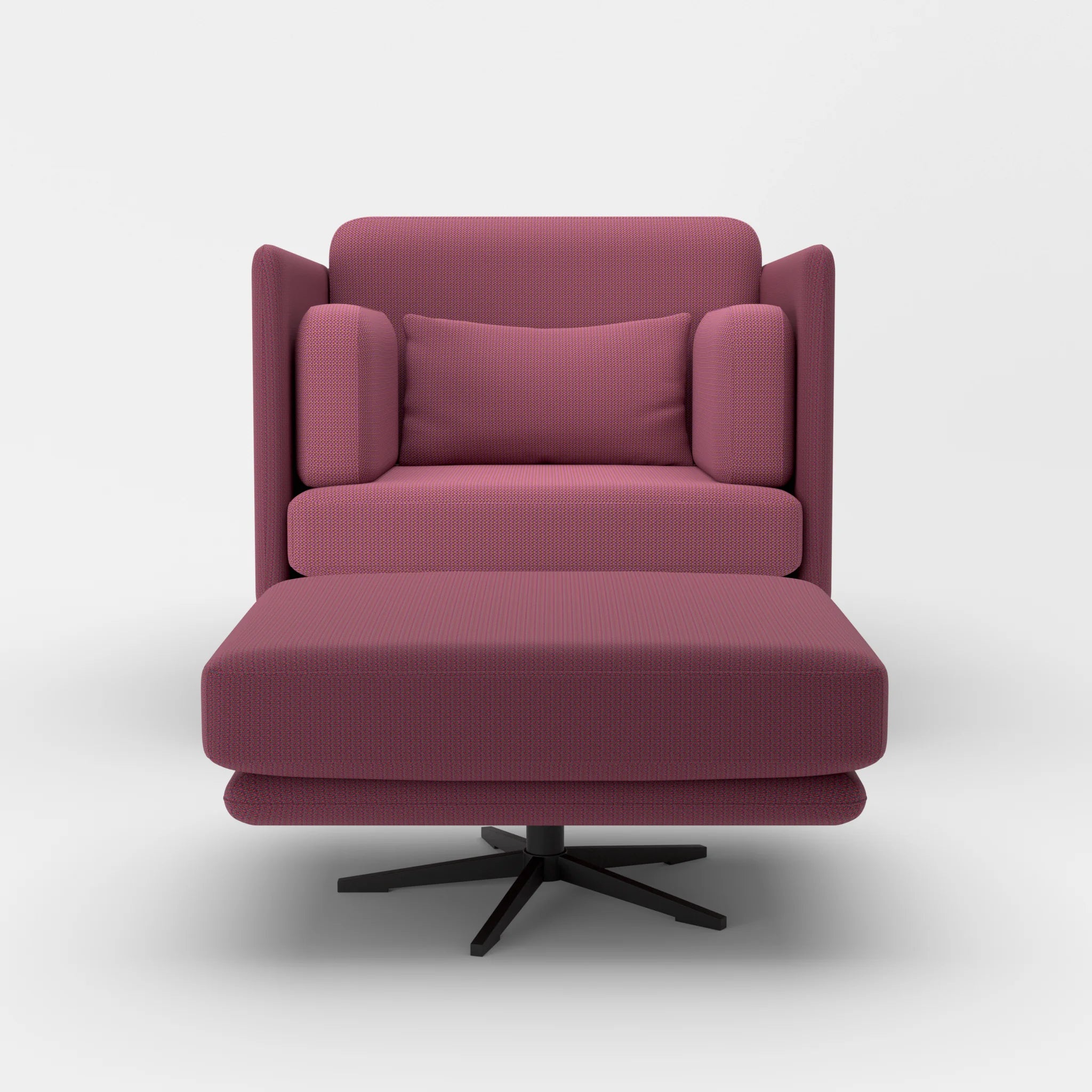 Loungesessel Egon mit Pouf credorubin-credobreva in Dunkelrot und Violett von vorne