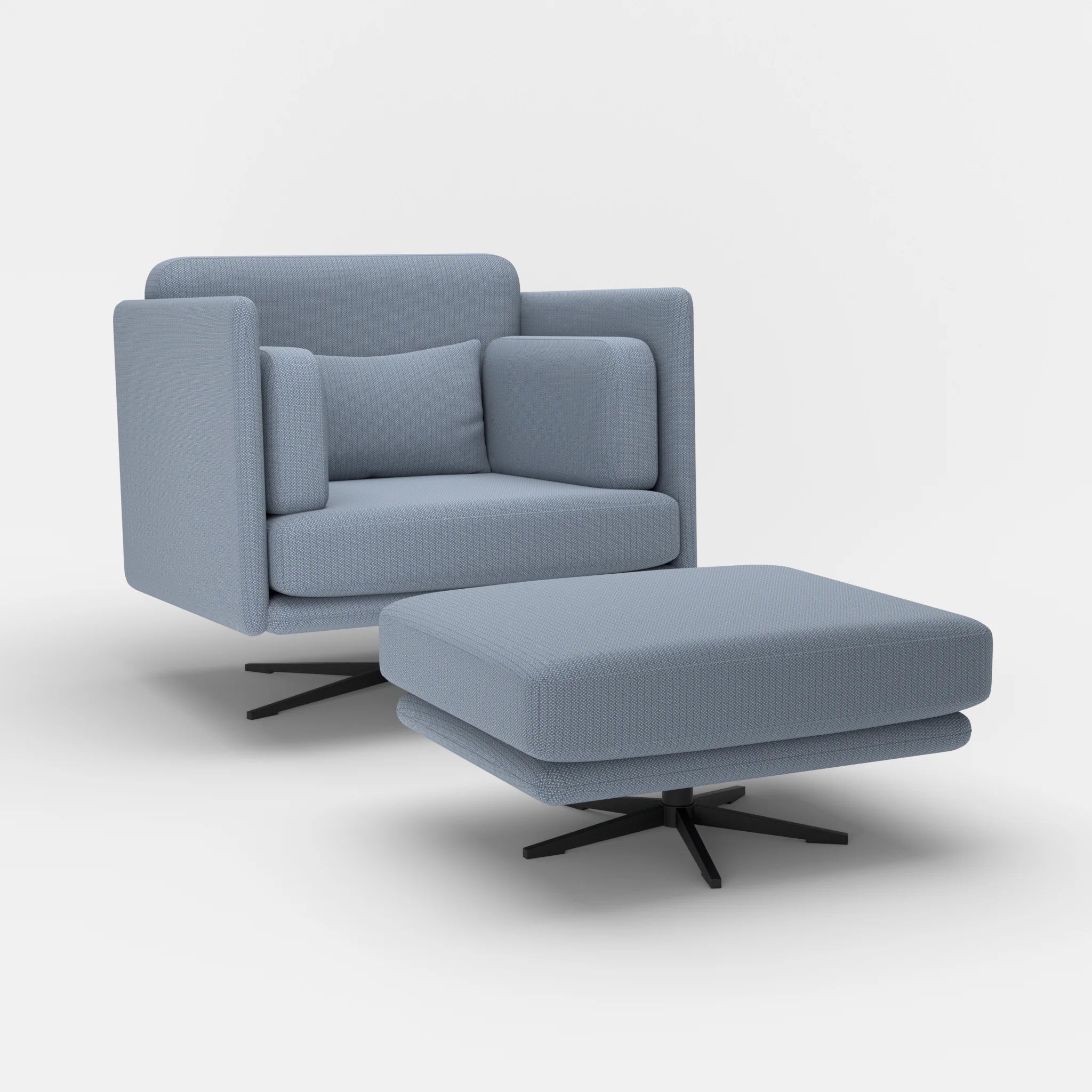 Loungesessel Egon mit Pouf credosea-credosea in Blau und Blau von der Seite