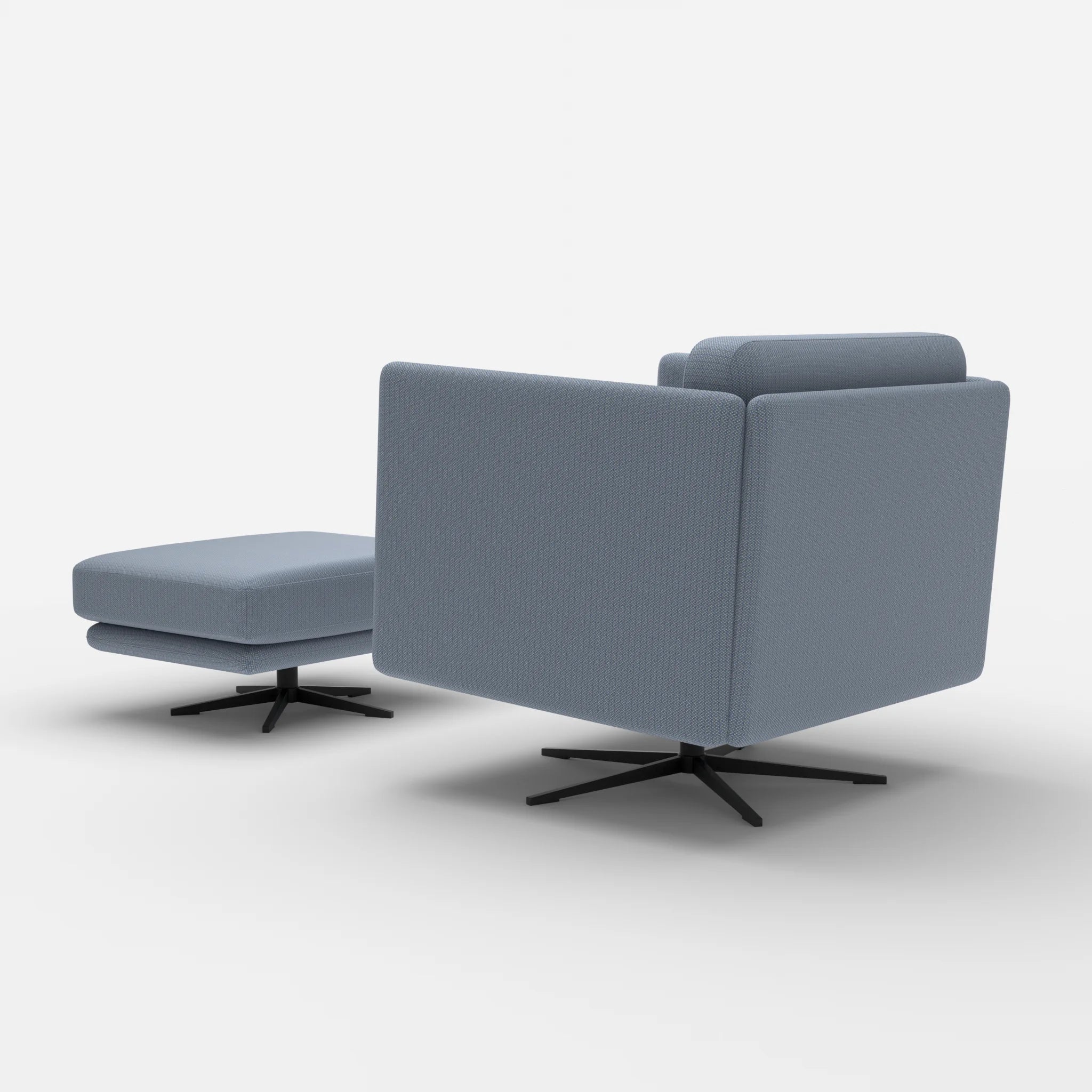 Loungesessel Egon mit Pouf credosea-credosea in Blau und Blau von hinten