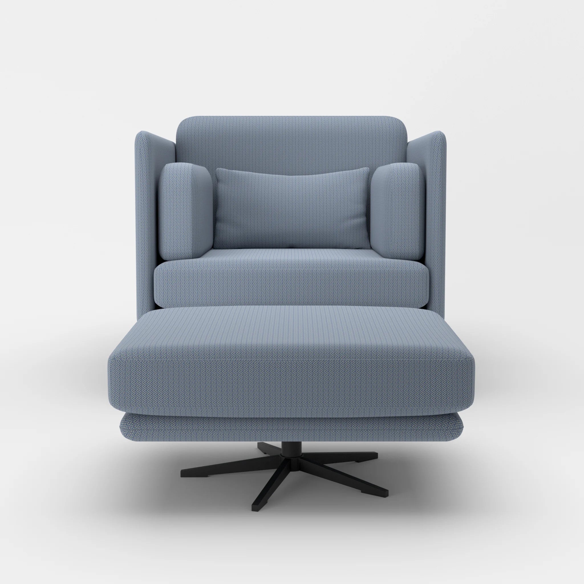 Loungesessel Egon mit Pouf credosea-credosea in Blau und Blau von vorne