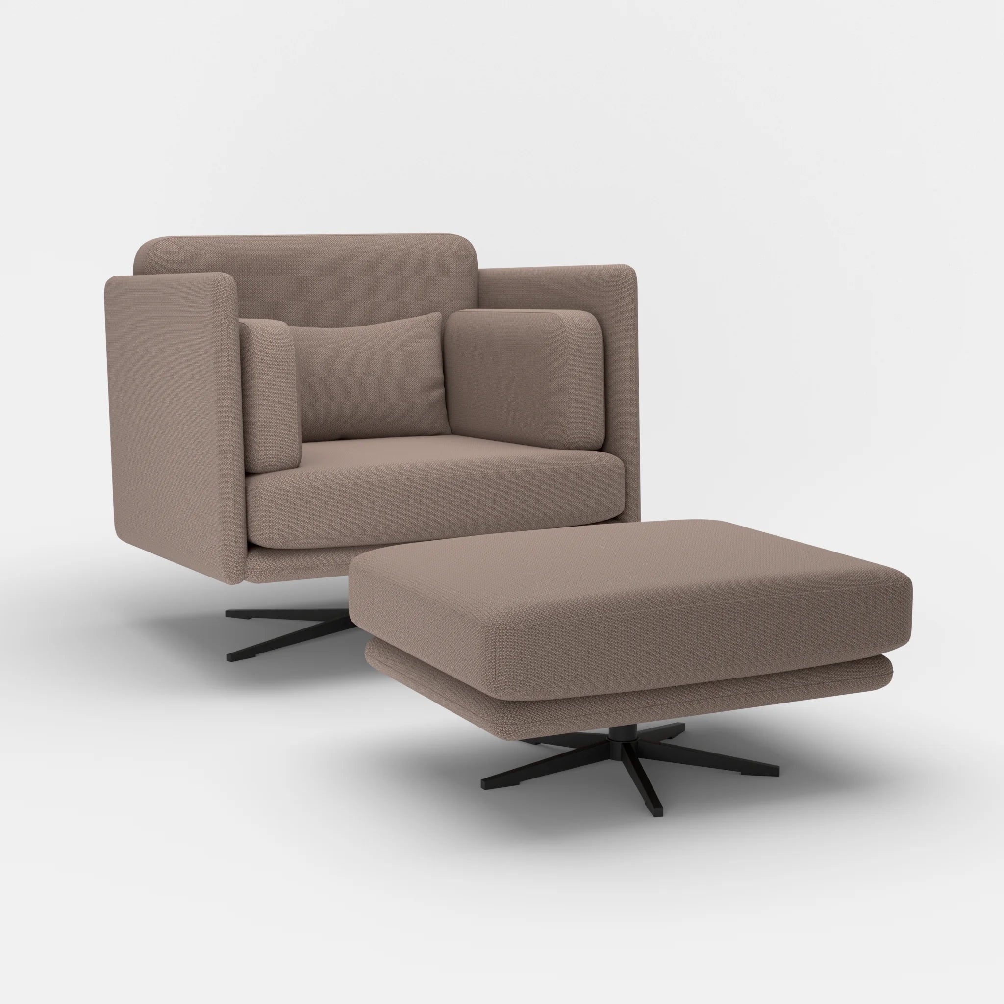 Loungesessel Egon mit Pouf credowalnut-credowalnut in Dunkelgrau und Dunkelgrau von der Seite