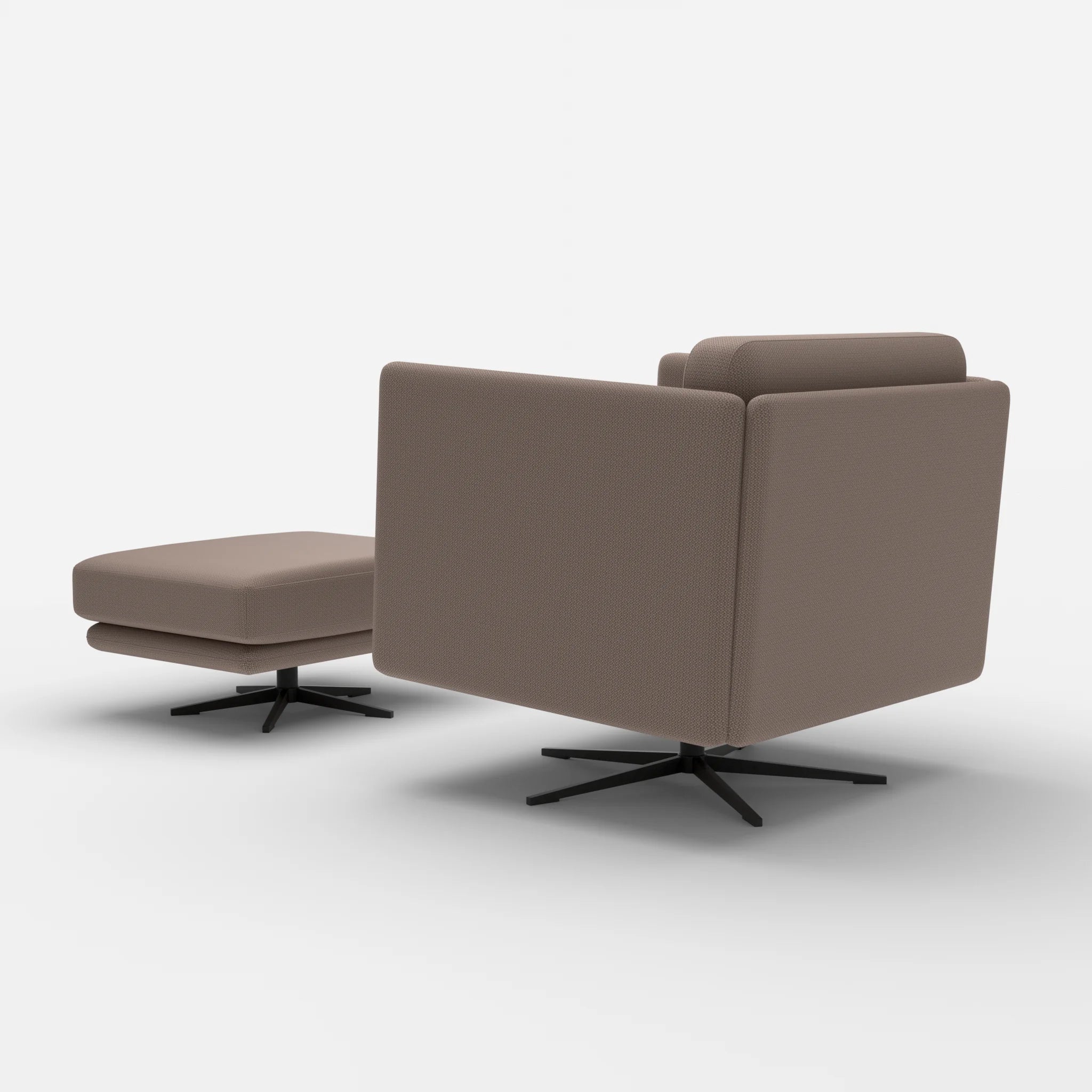Loungesessel Egon mit Pouf credowalnut-credowalnut in Dunkelgrau und Dunkelgrau von hinten