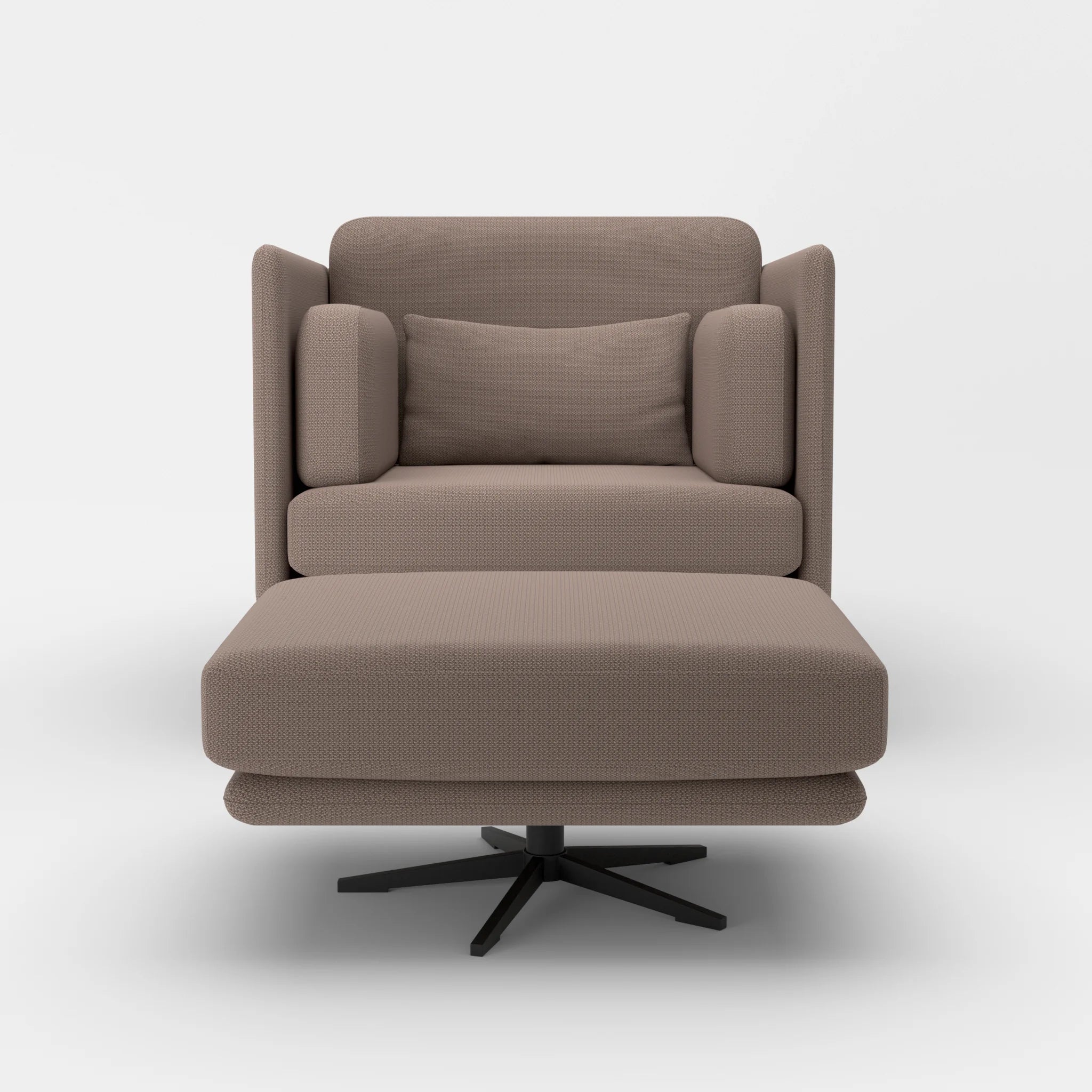 Loungesessel Egon mit Pouf credowalnut-credowalnut in Dunkelgrau und Dunkelgrau von vorne