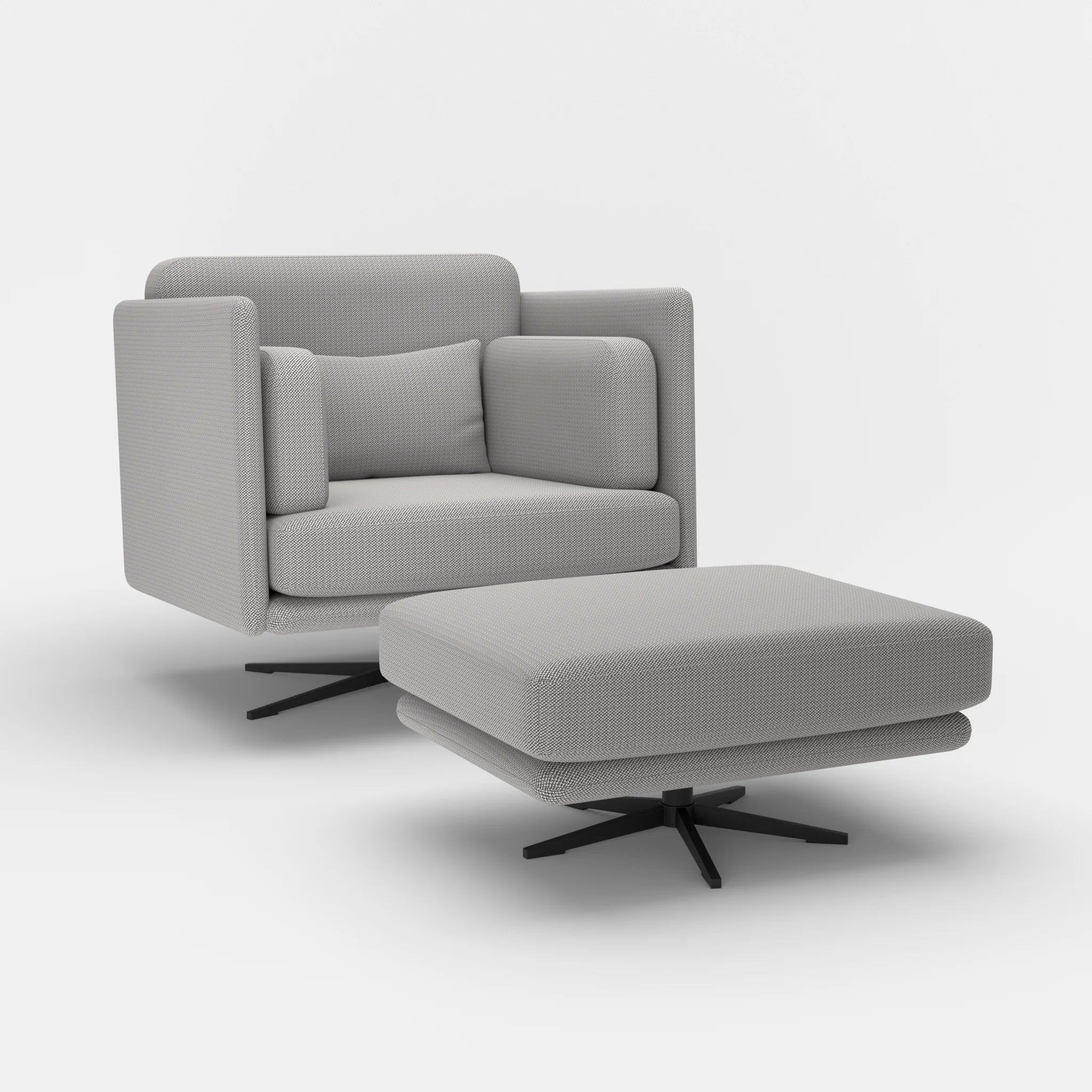 Loungesessel Egon mit Pouf credozinn-credozinn in Mittelgrau und Mittelgrau von der Seite