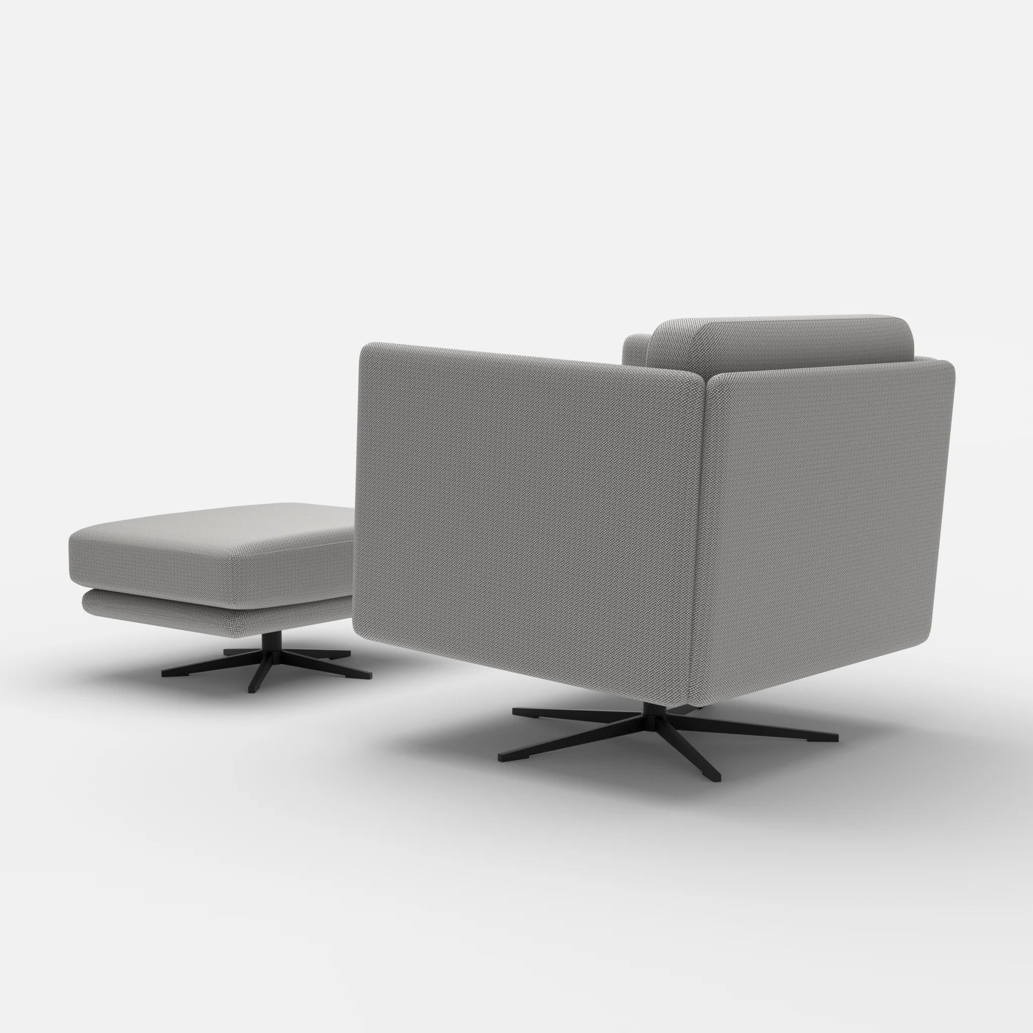 Loungesessel Egon mit Pouf credozinn-credozinn in Mittelgrau und Mittelgrau von hinten