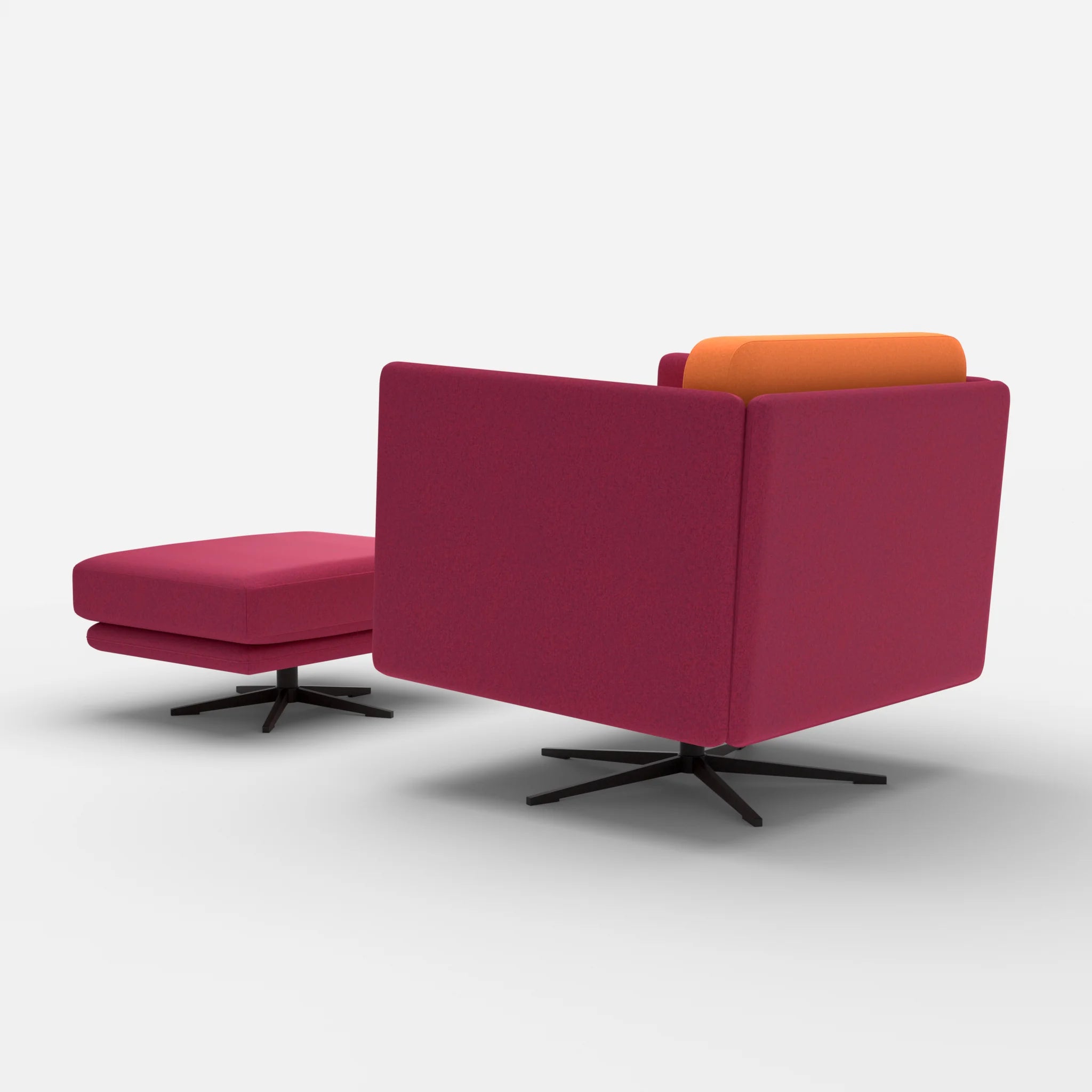 Loungesessel Egon mit Pouf dama0050-dama0070 in Fuchsia und Orange von hinten