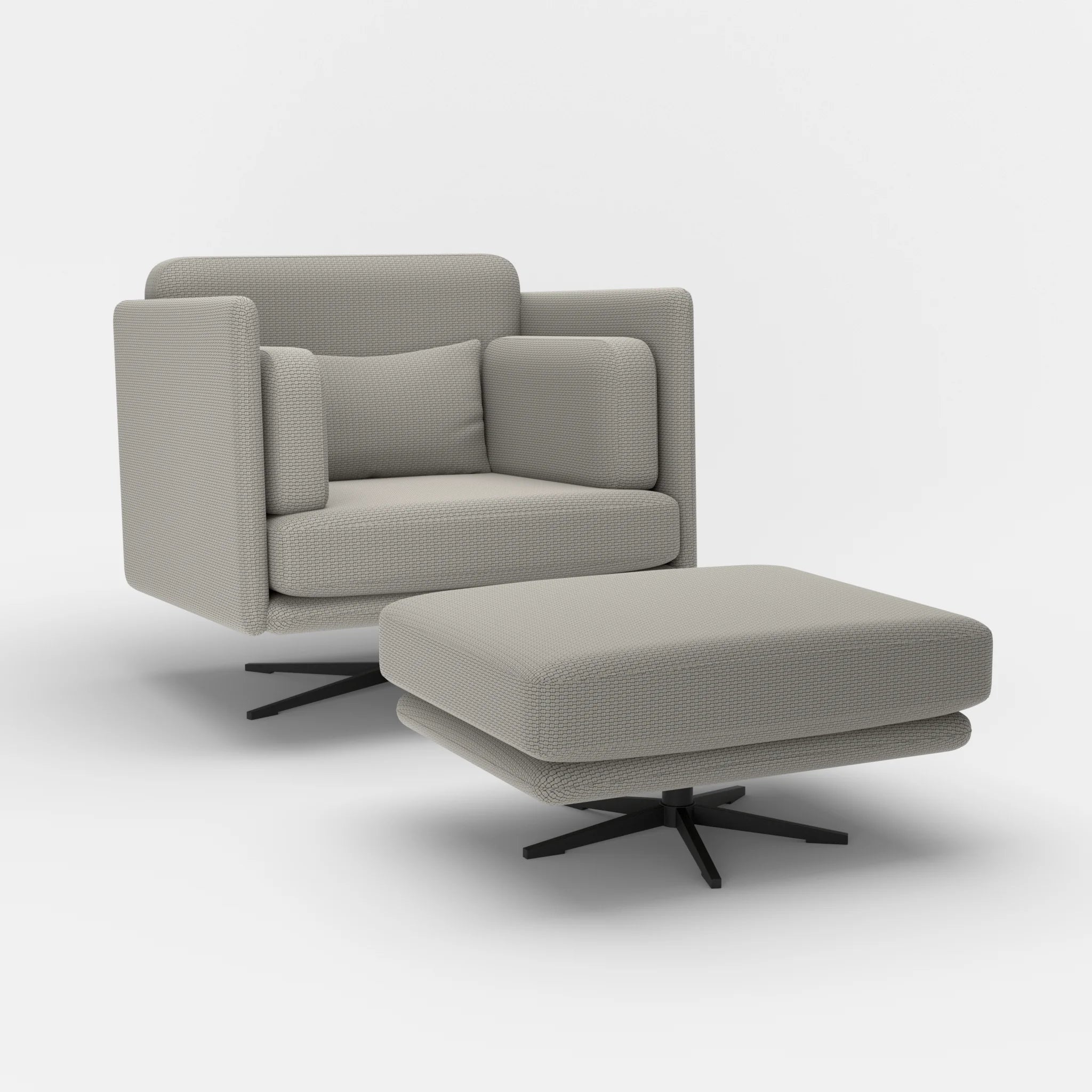 Loungesessel Egon mit Pouf nabucco1003-nabucco1003 in Hellgrau und Hellgrau von der Seite