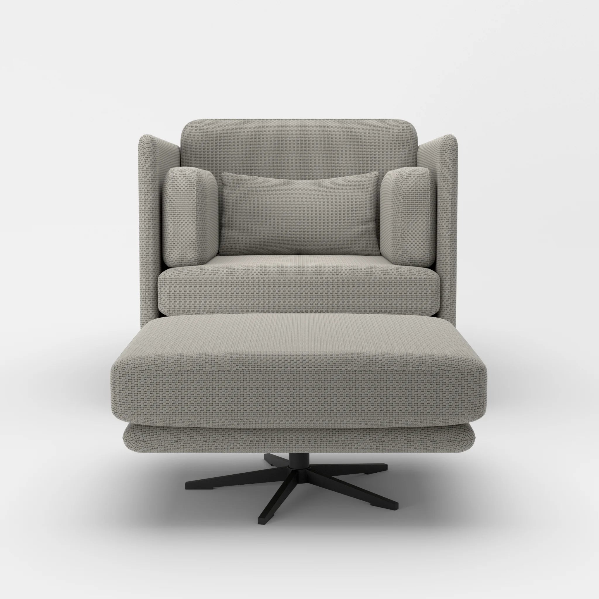 Loungesessel Egon mit Pouf nabucco1003-nabucco1003 in Hellgrau und Hellgrau von vorne