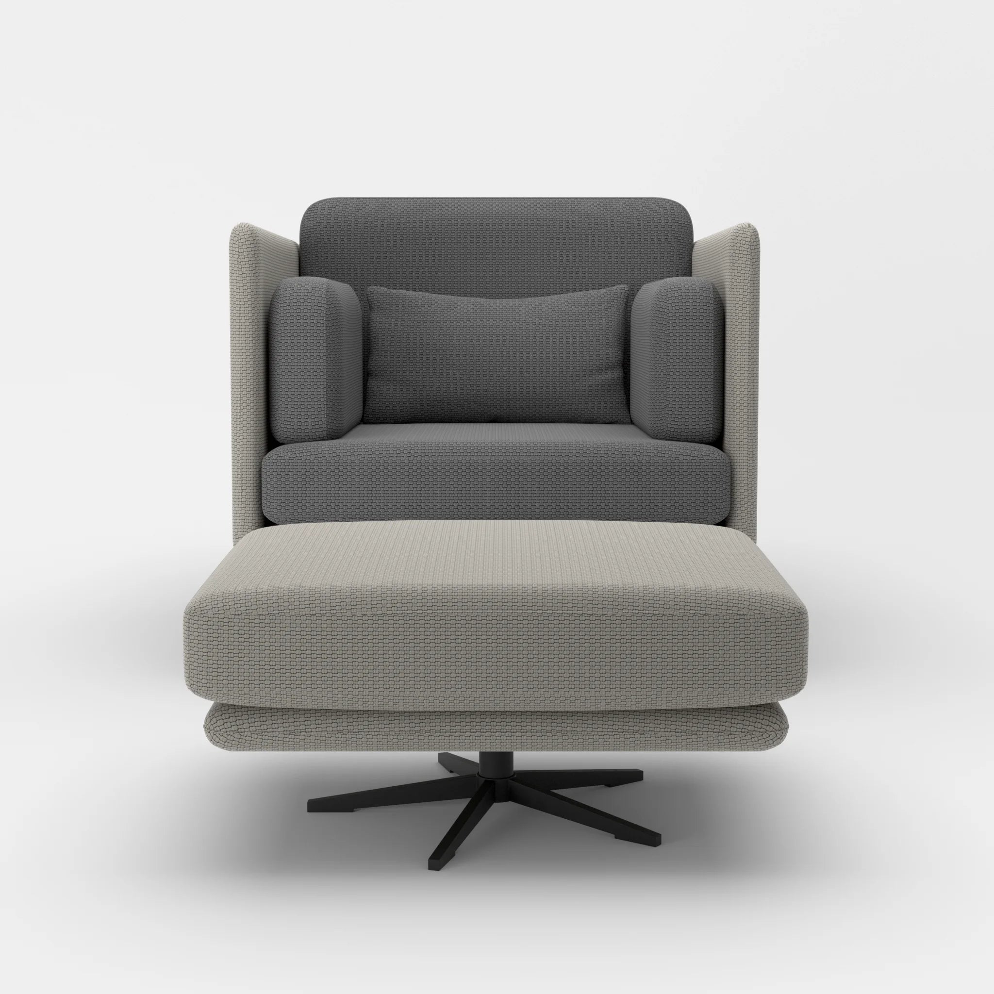 Loungesessel Egon mit Pouf nabucco1003-nabucco8009 in Hellgrau und Dunkelgrau von vorne