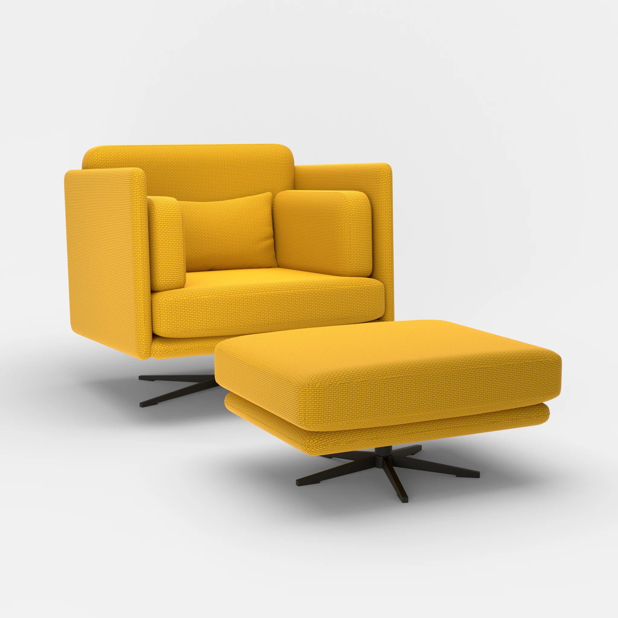 Loungesessel Egon mit Pouf nabucco3019-nabucco3019 in Curry und Curry von der Seite